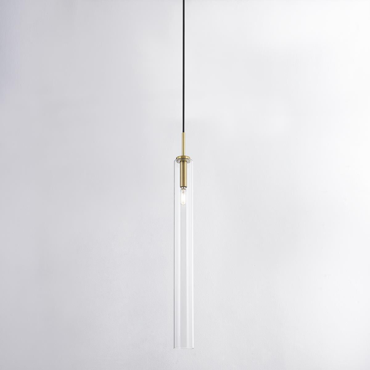 Shown in Aged Brass finish and Clear Borosilicate glass