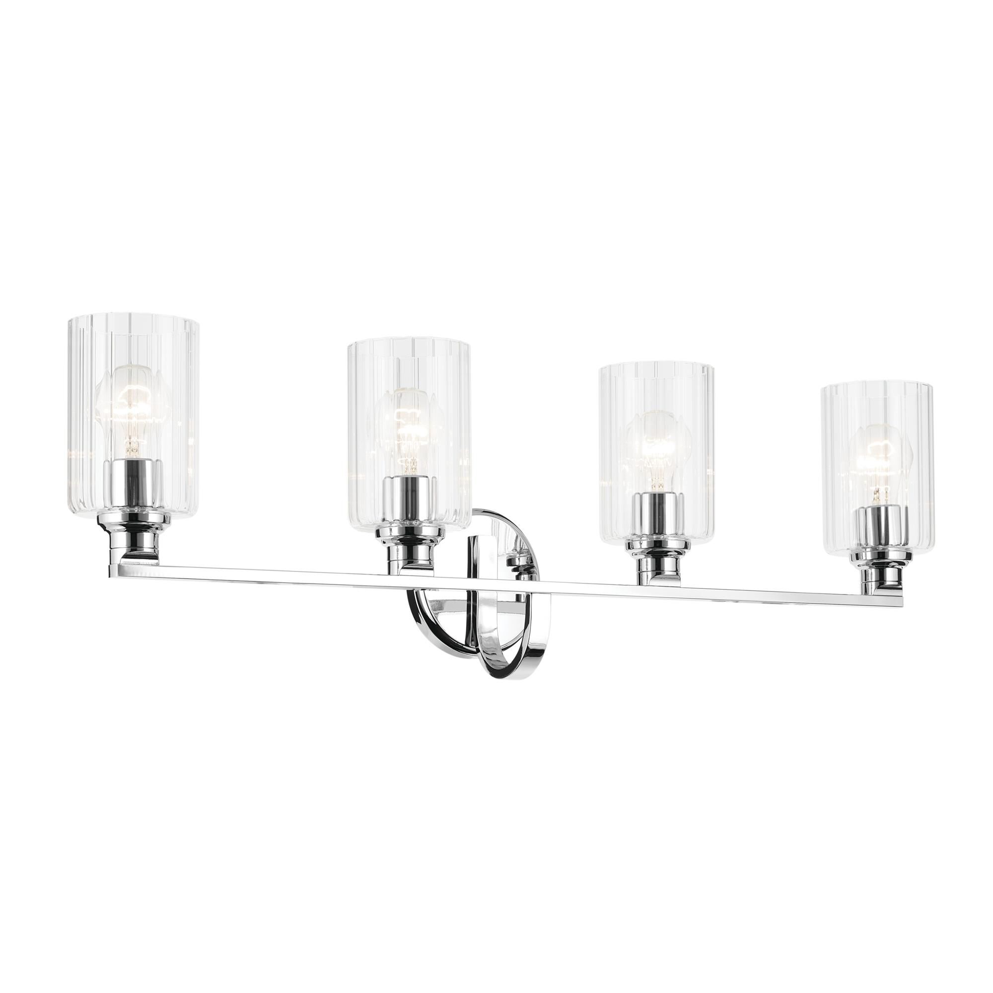 Shown in Chrome finish and Clear Fluted glass