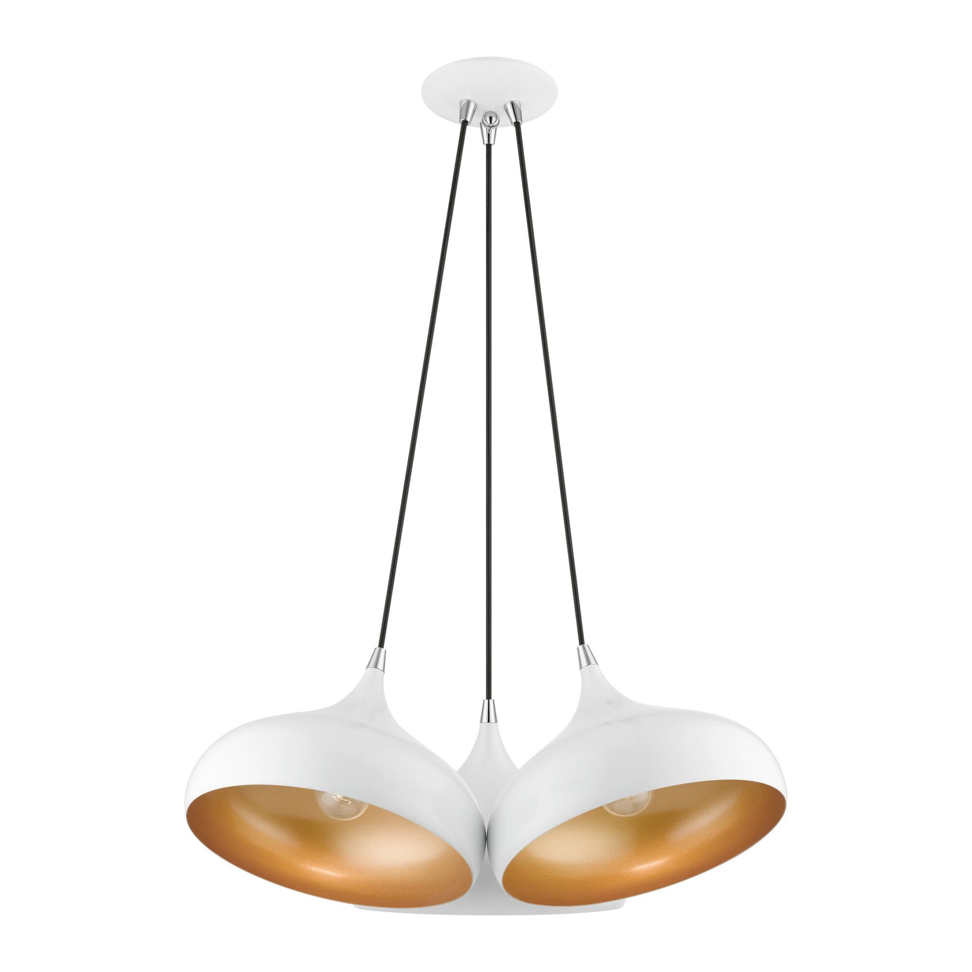 Shown in Shiny White with Polished Chrome Accents finish and Shiny White Aluminum with Gold Inside shade