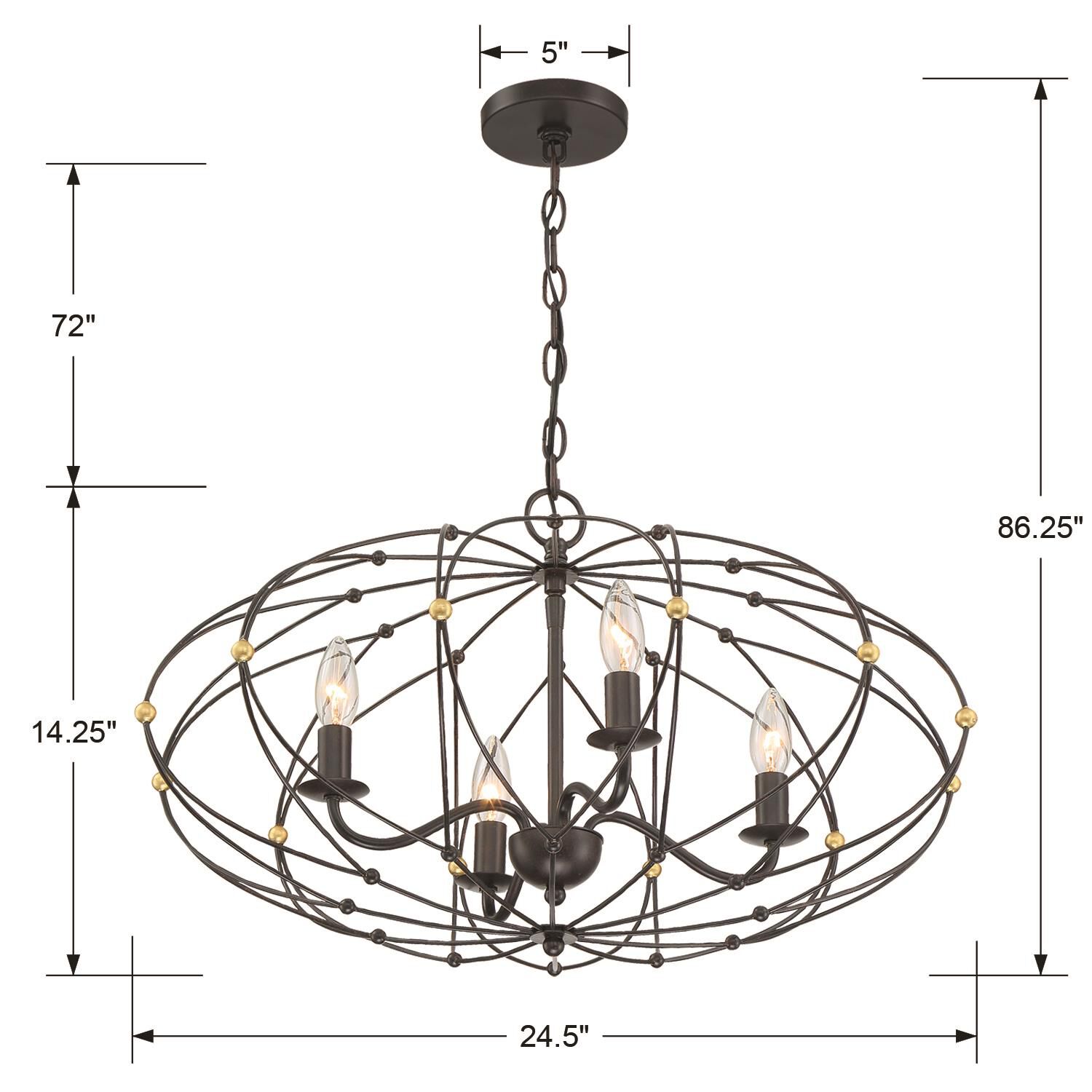 Zucca 24 Inch 4 Light Chandelier by Crystorama