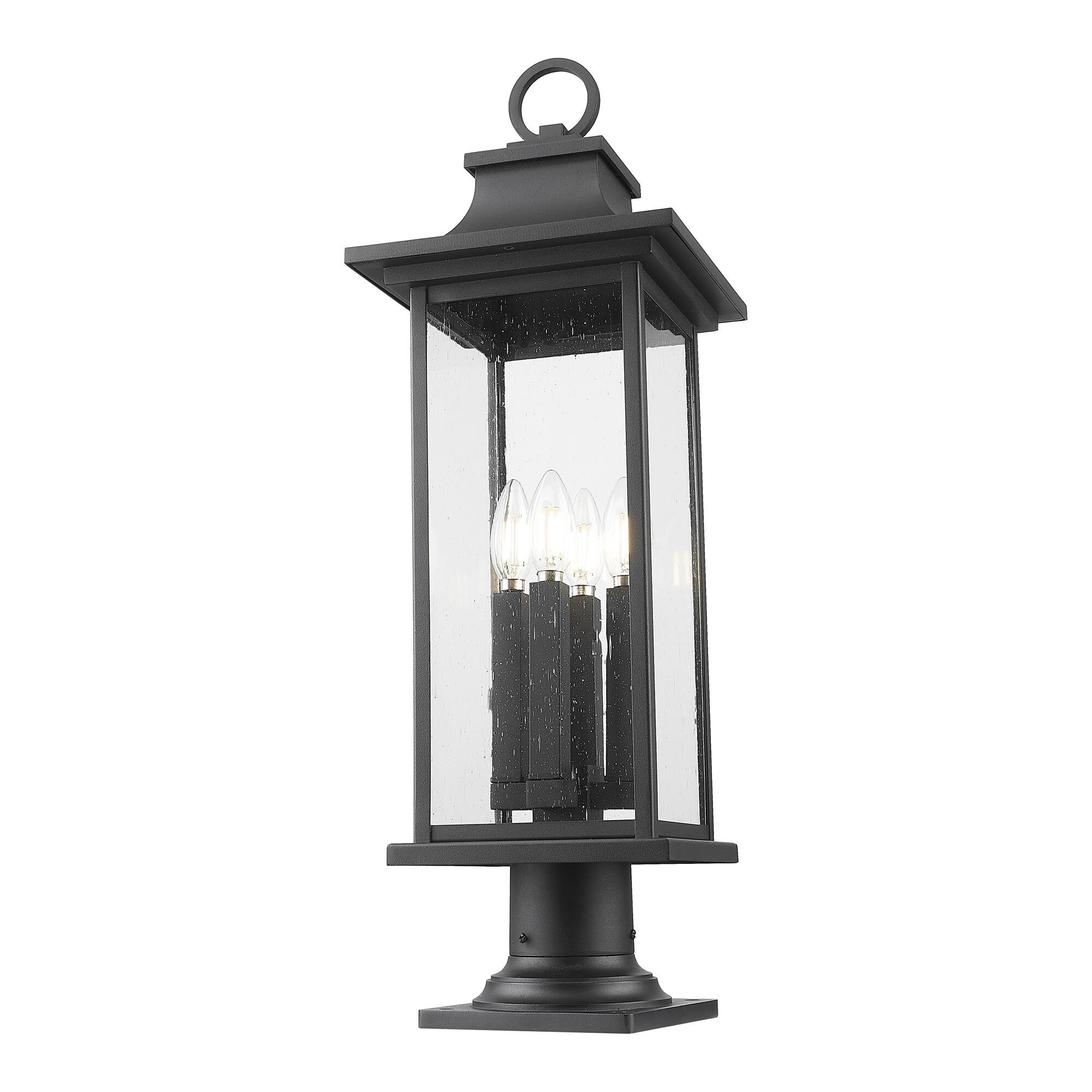 Shown in Black finish and Clear Seedy glass and Clear Seedy shade
