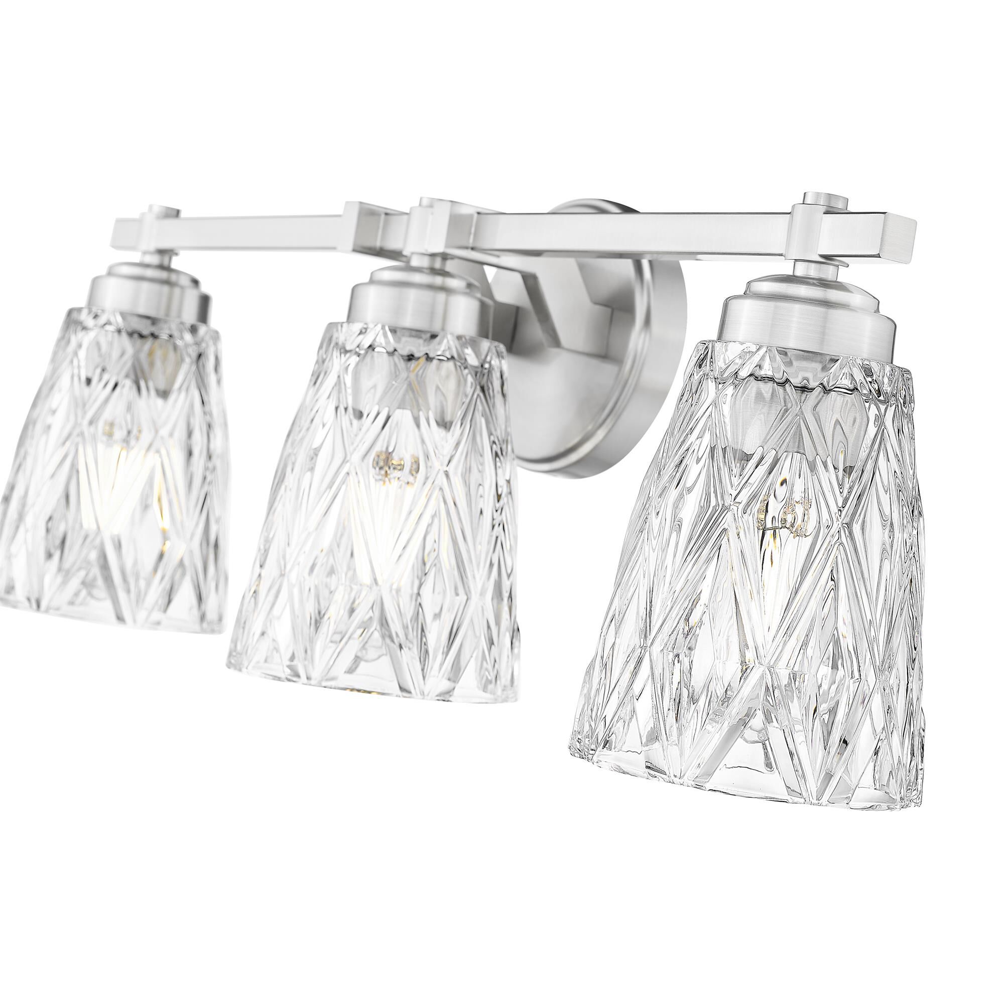 Shown in Brushed Nickel finish and Clear glass