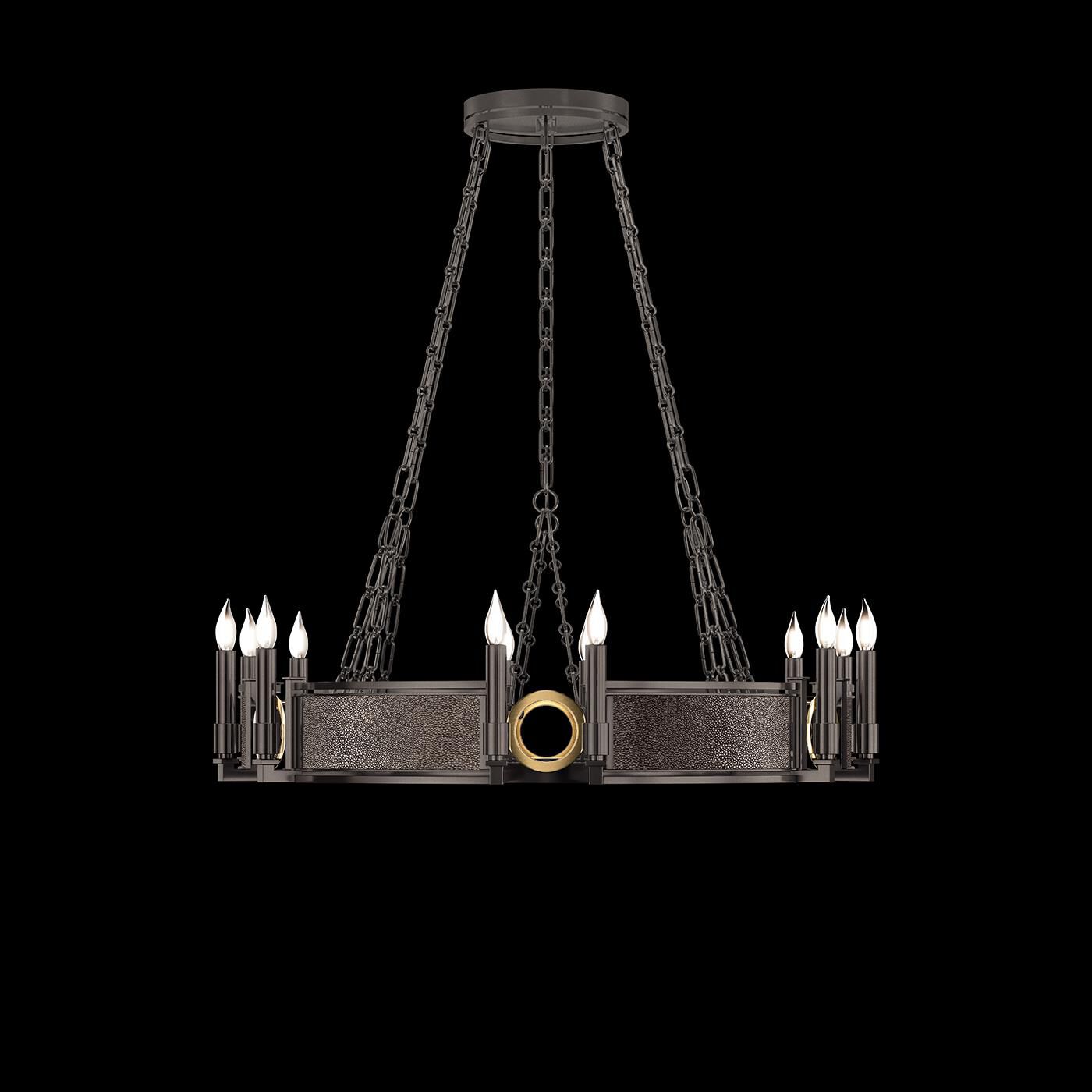 Shown in Midnight Steel and Brass  finish and Pebble accent