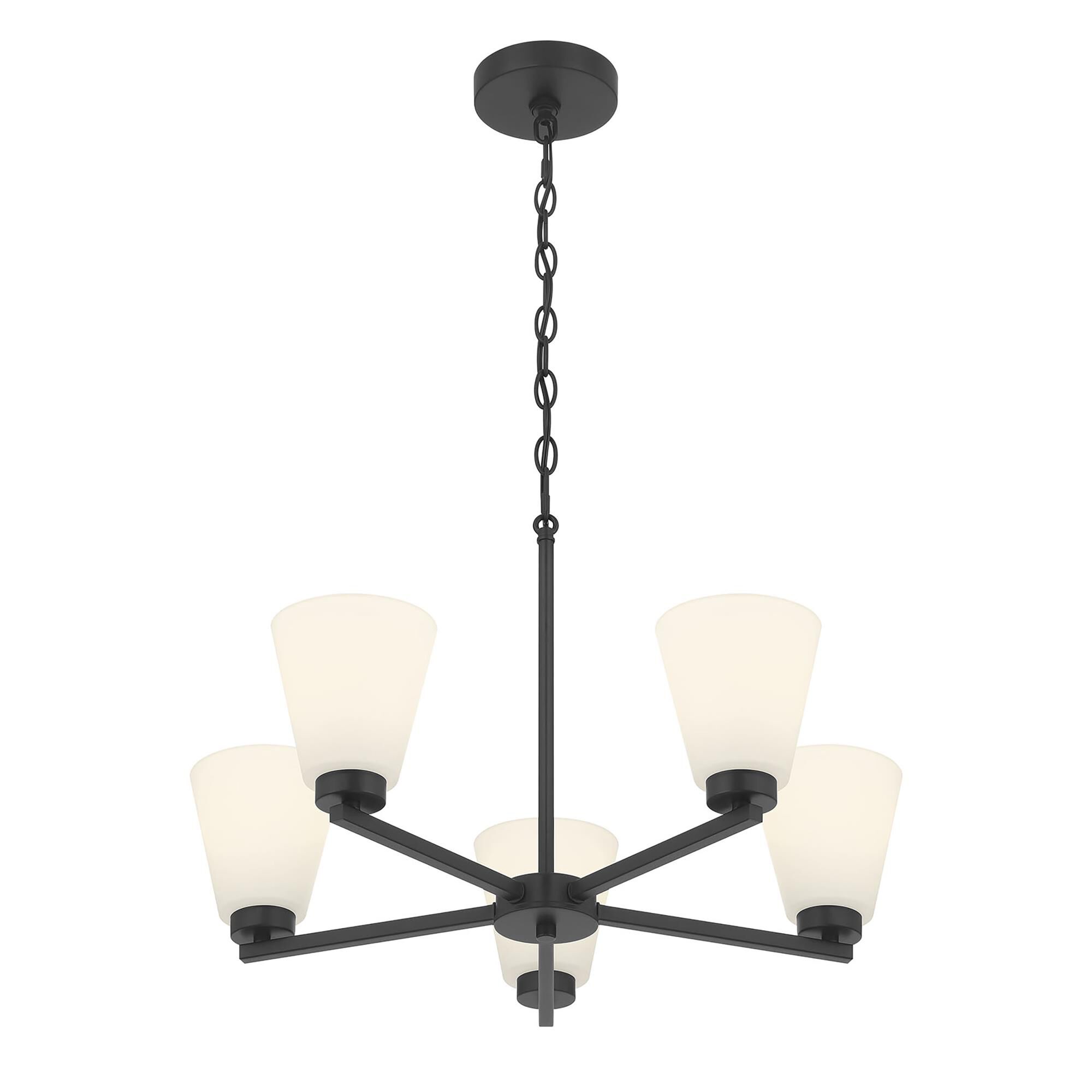 Shown in Matte Black finish and White Frosted glass