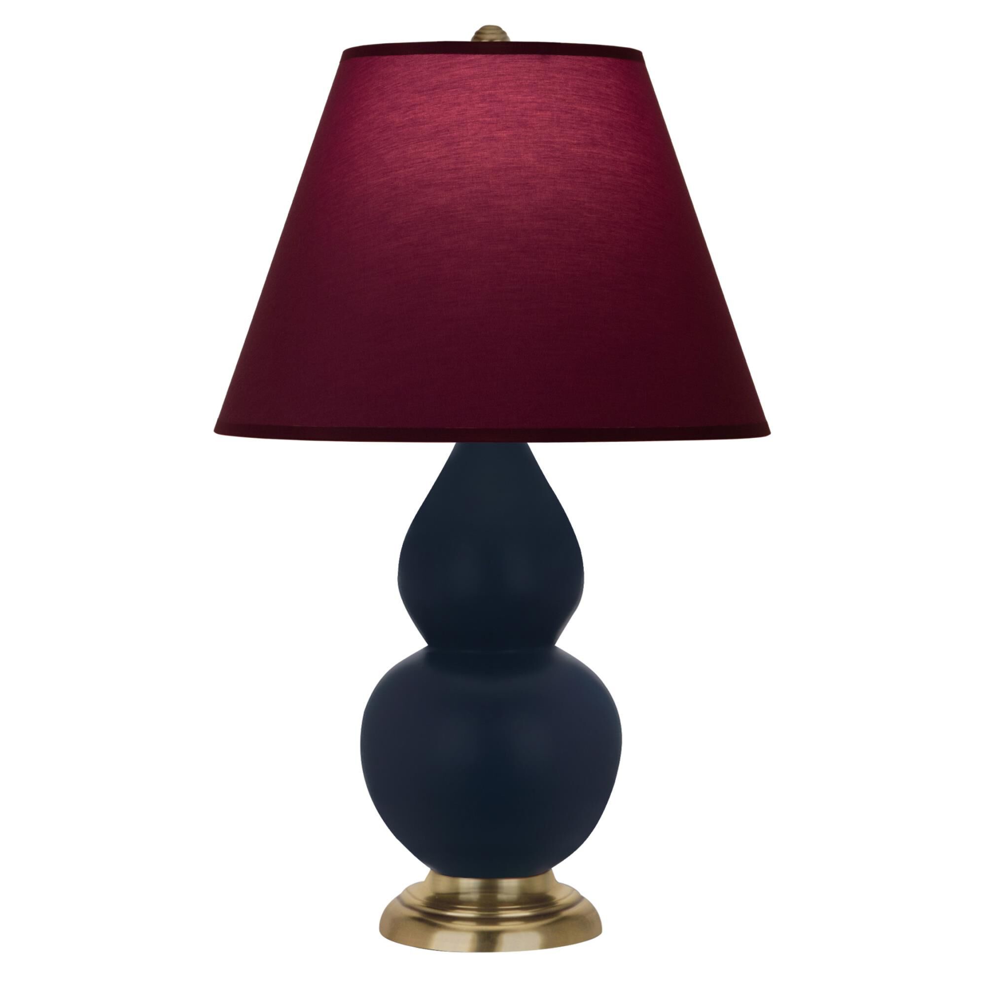 Shown in Matte Midnight Blue finish and Plum and Lavender shade and Antique Brass accent