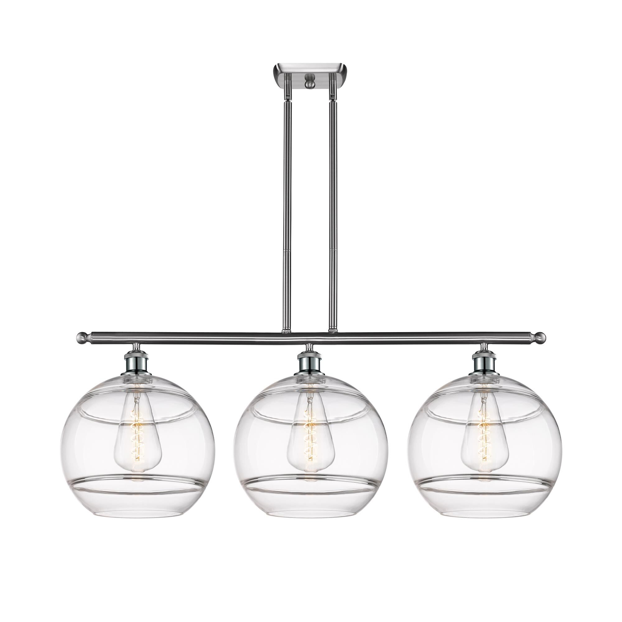 Shown in Brushed Satin Nickel finish and Clear glass