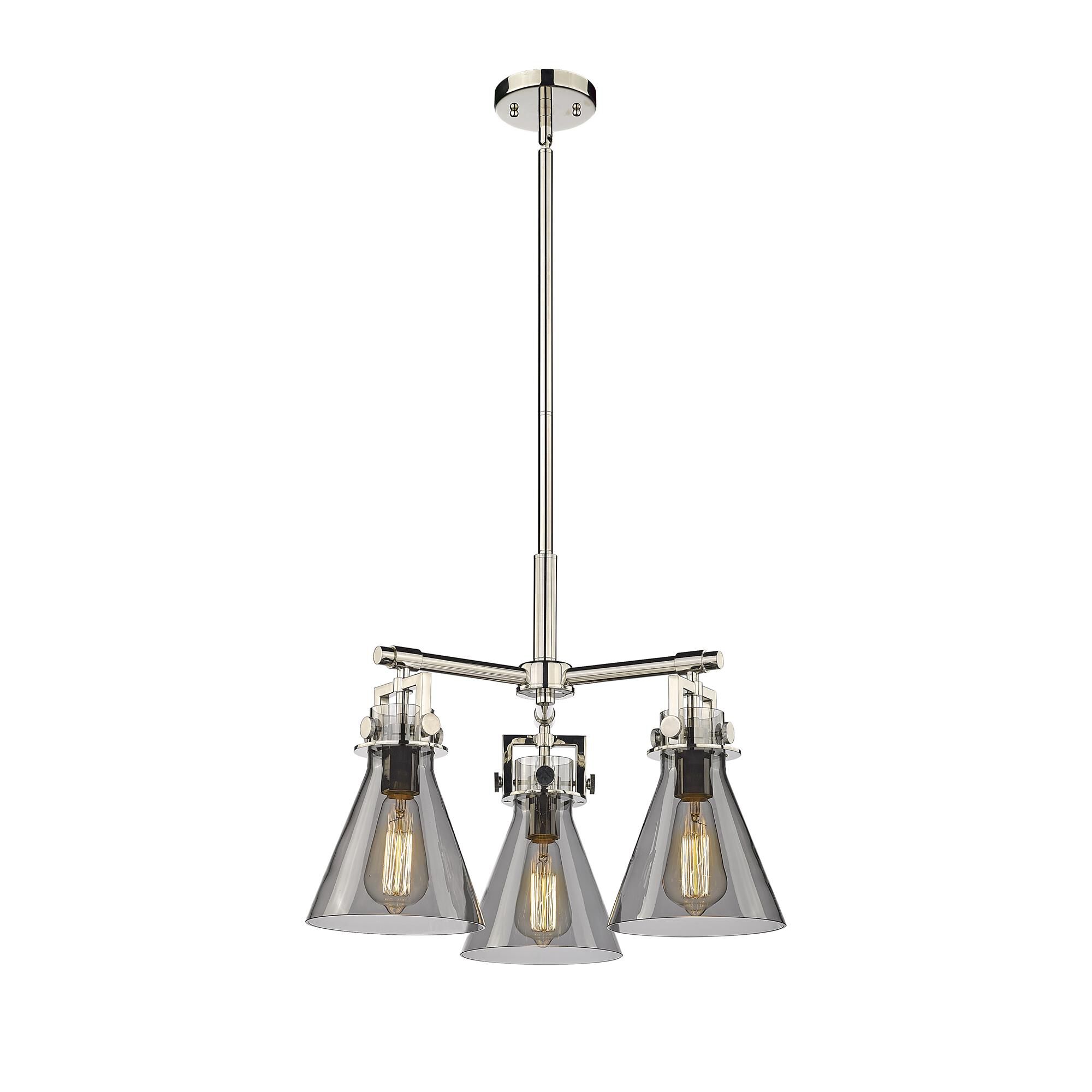 Shown in Polished Nickel finish and Plated Smoke glass