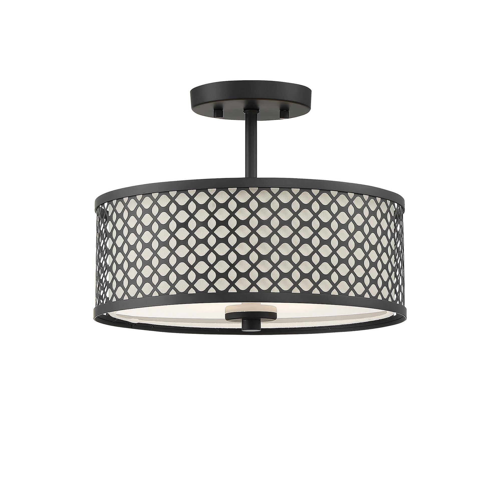 Shown in Matte Black finish and White Fabric shade