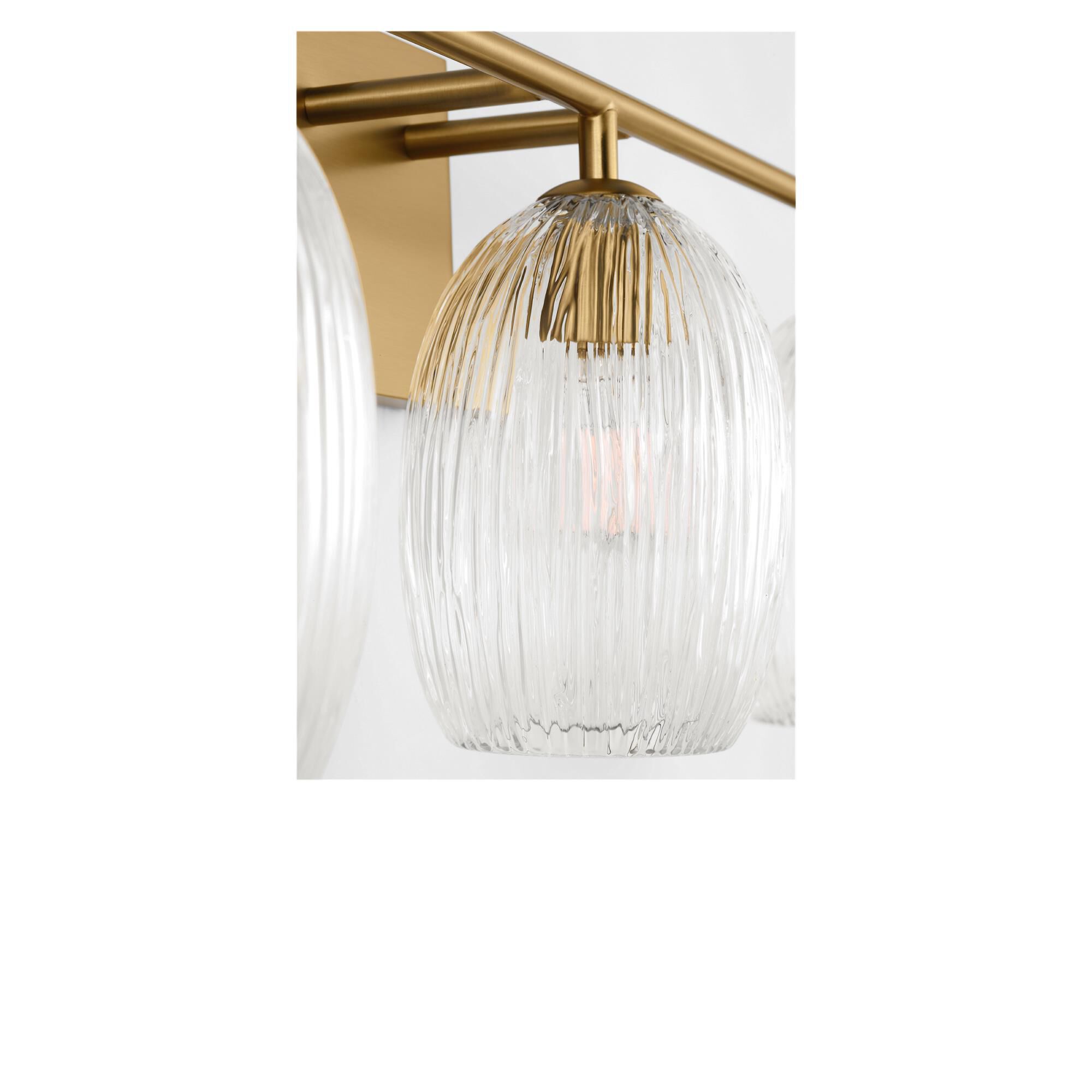 Shown in Burnished Brass finish and Striped Clear glass