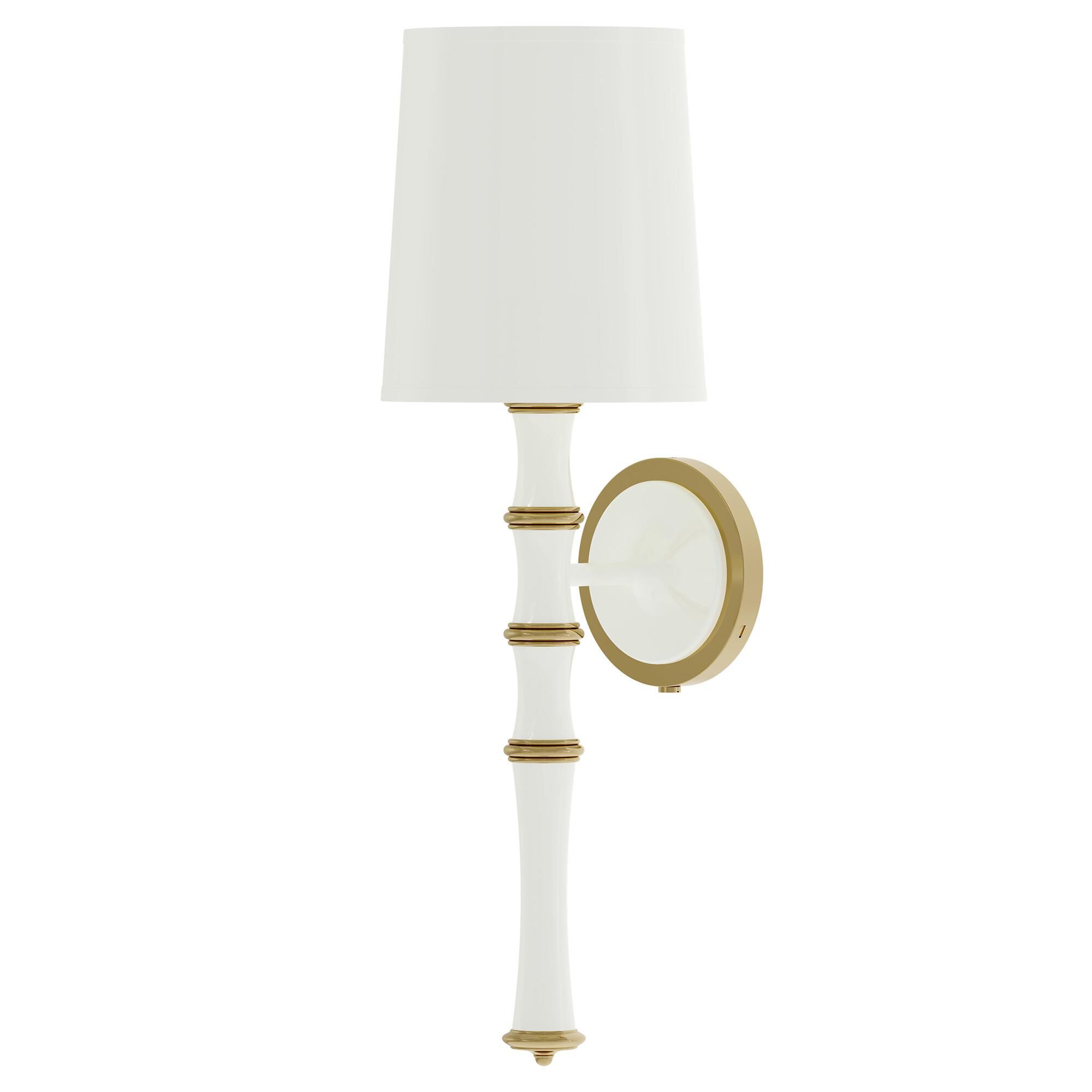 Shown in Daisy finish and Celadon shade and Modern Brass  accent