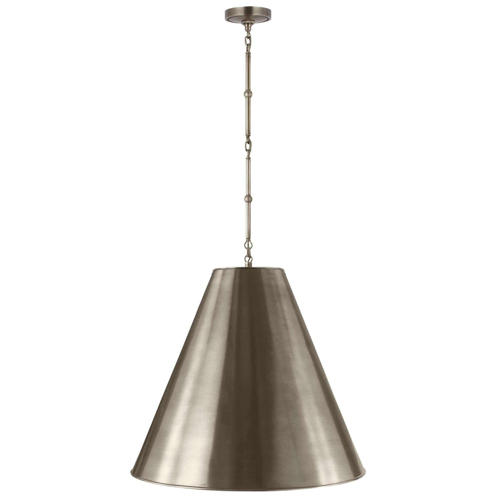 Shown in Antique Nickel finish and Antique Nickel shade