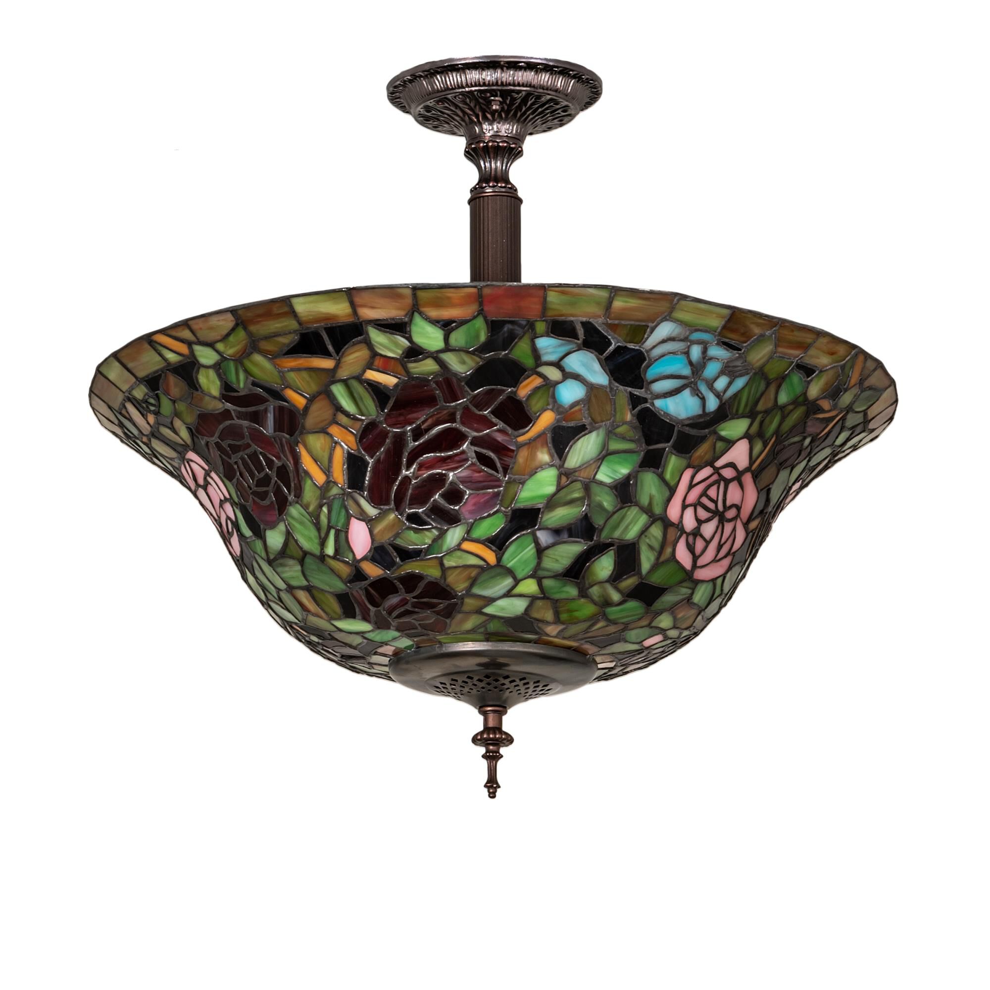 Shown in Mahogany Bronze finish and Ruby;Green glass