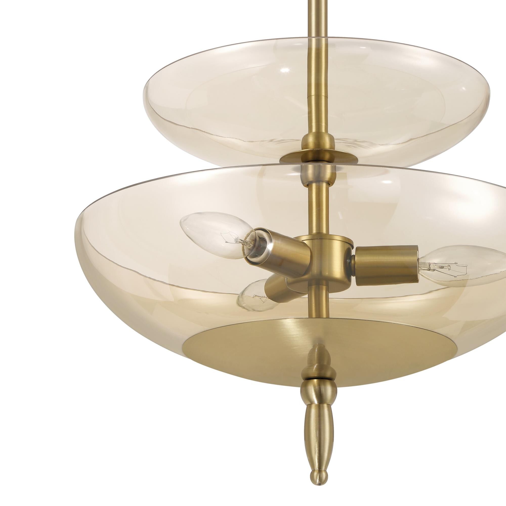 Shown in Brushed Gold finish and Smoked Amber glass