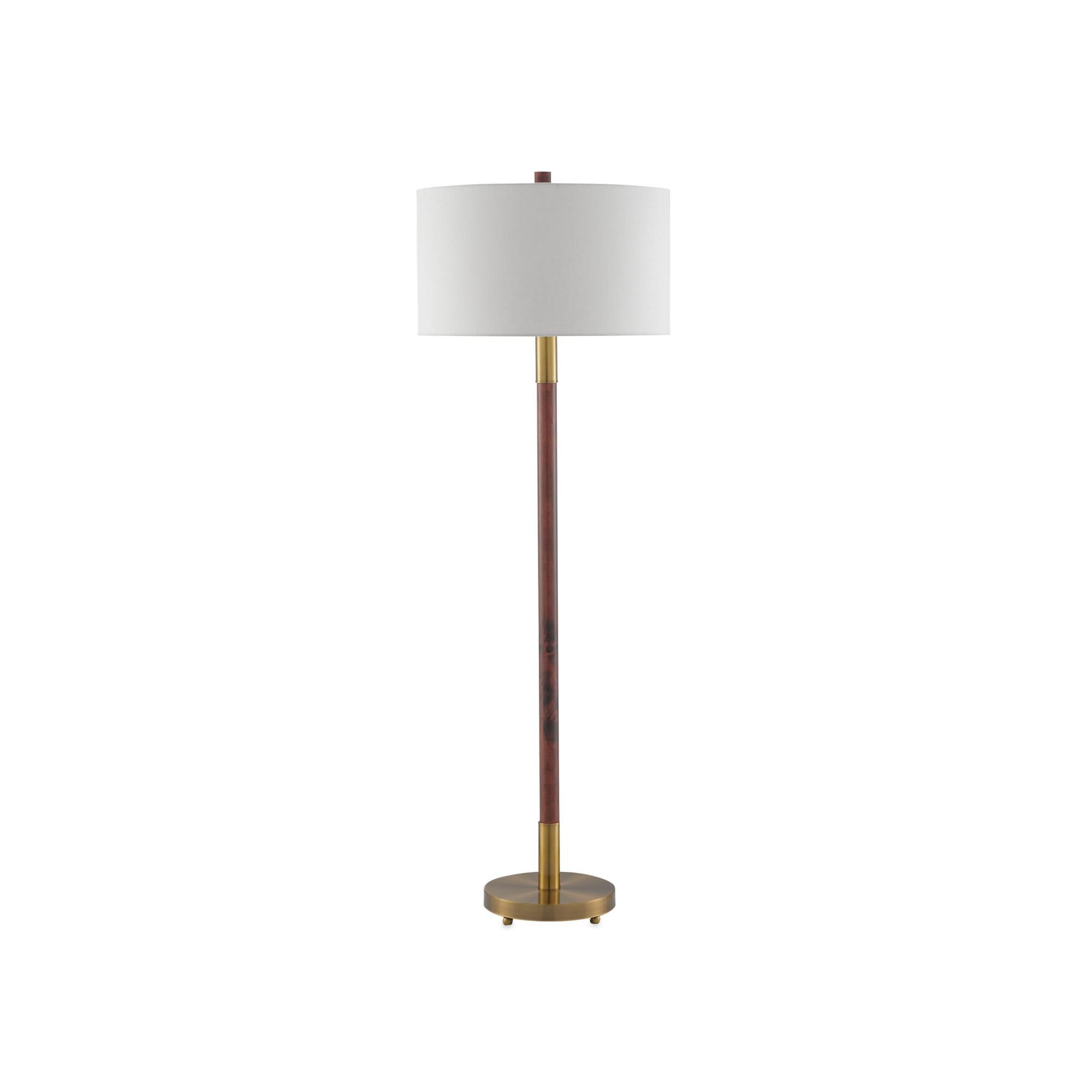 Shown in Mahogany/Antique Brass finish and Off White Linen shade