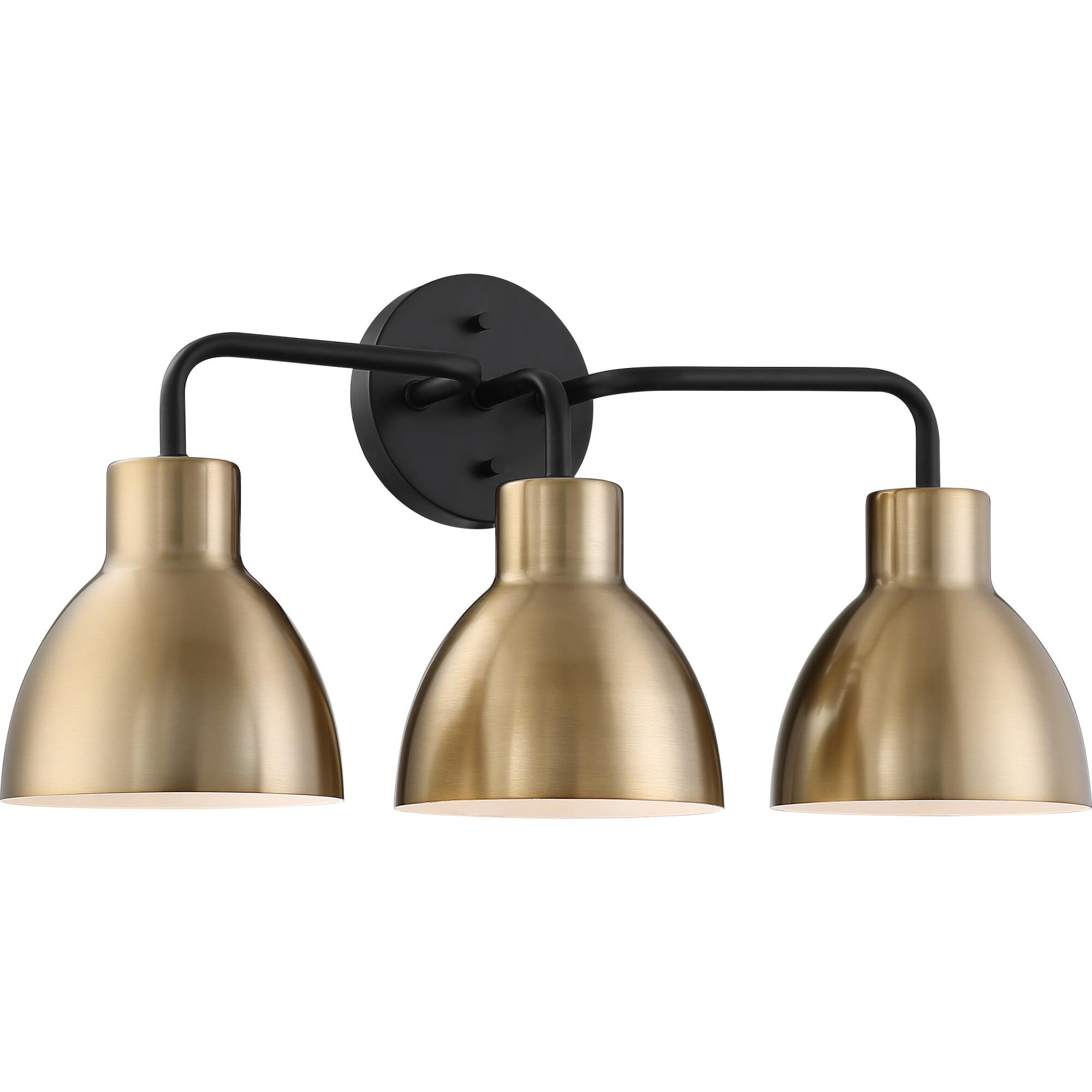 Shown in Matte Black finish and Burnished Brass Metal shade