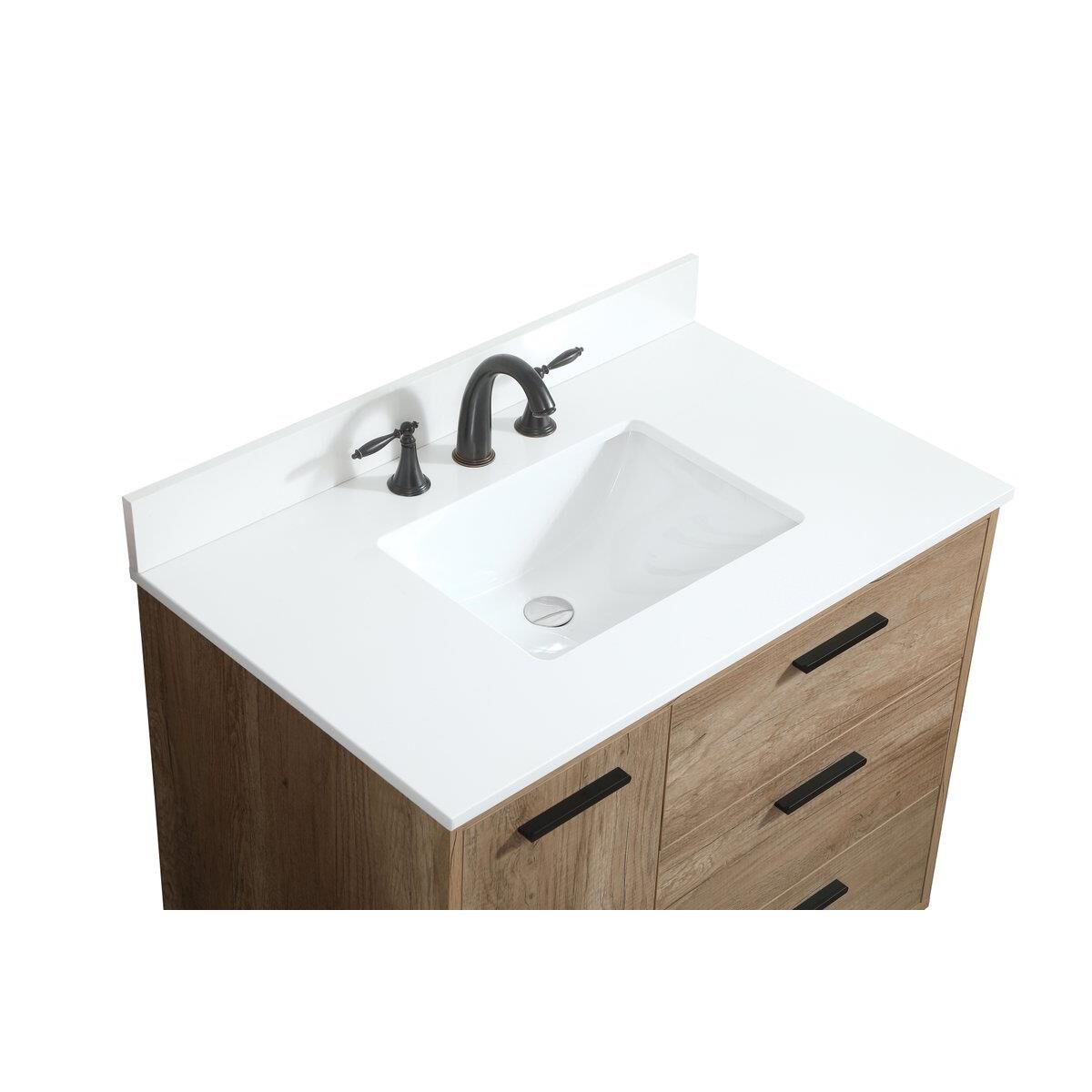 Shown in Natural Oak finish and With Backsplash accent