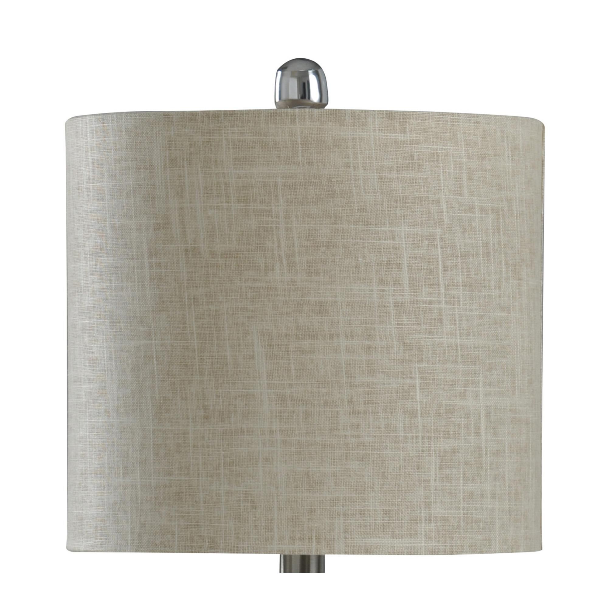 Shown in Prova Grey finish and Beige Hardback Fabric shade