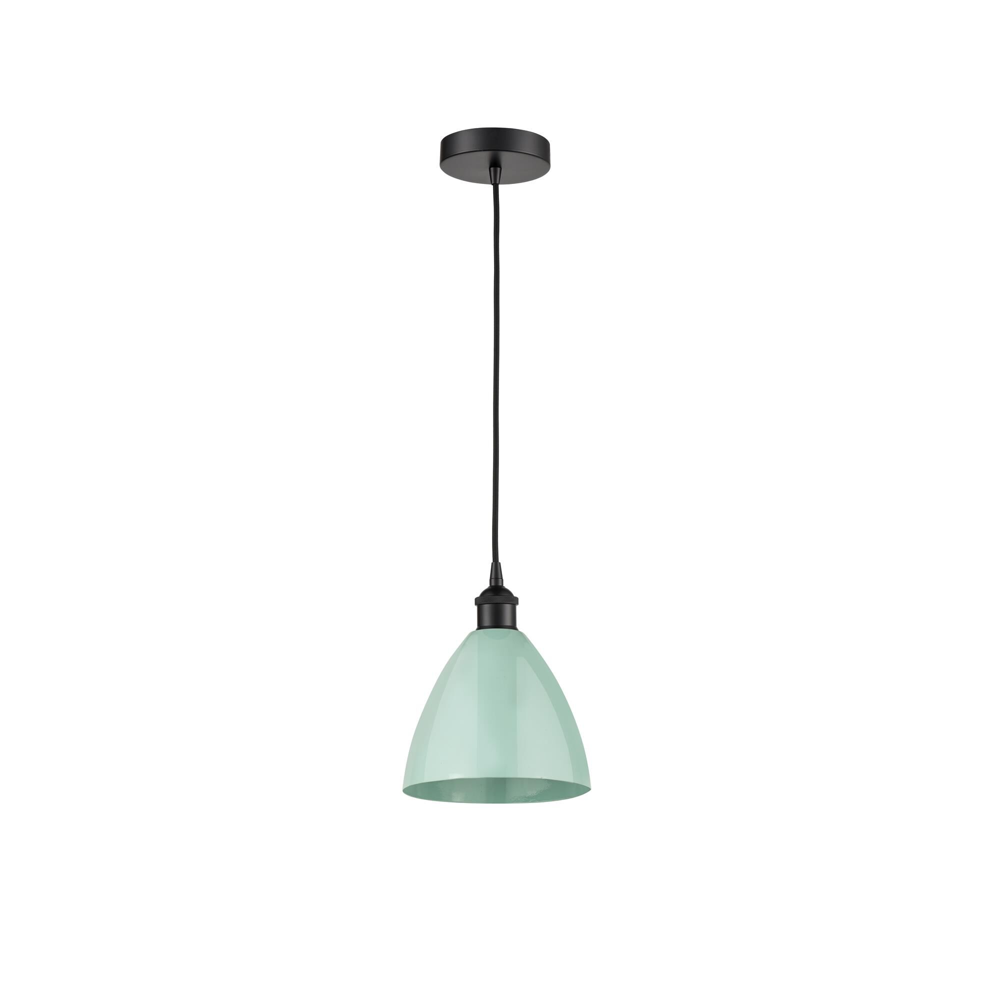 Shown in Matte Black finish and Seafoam Plymouth Dome shade
