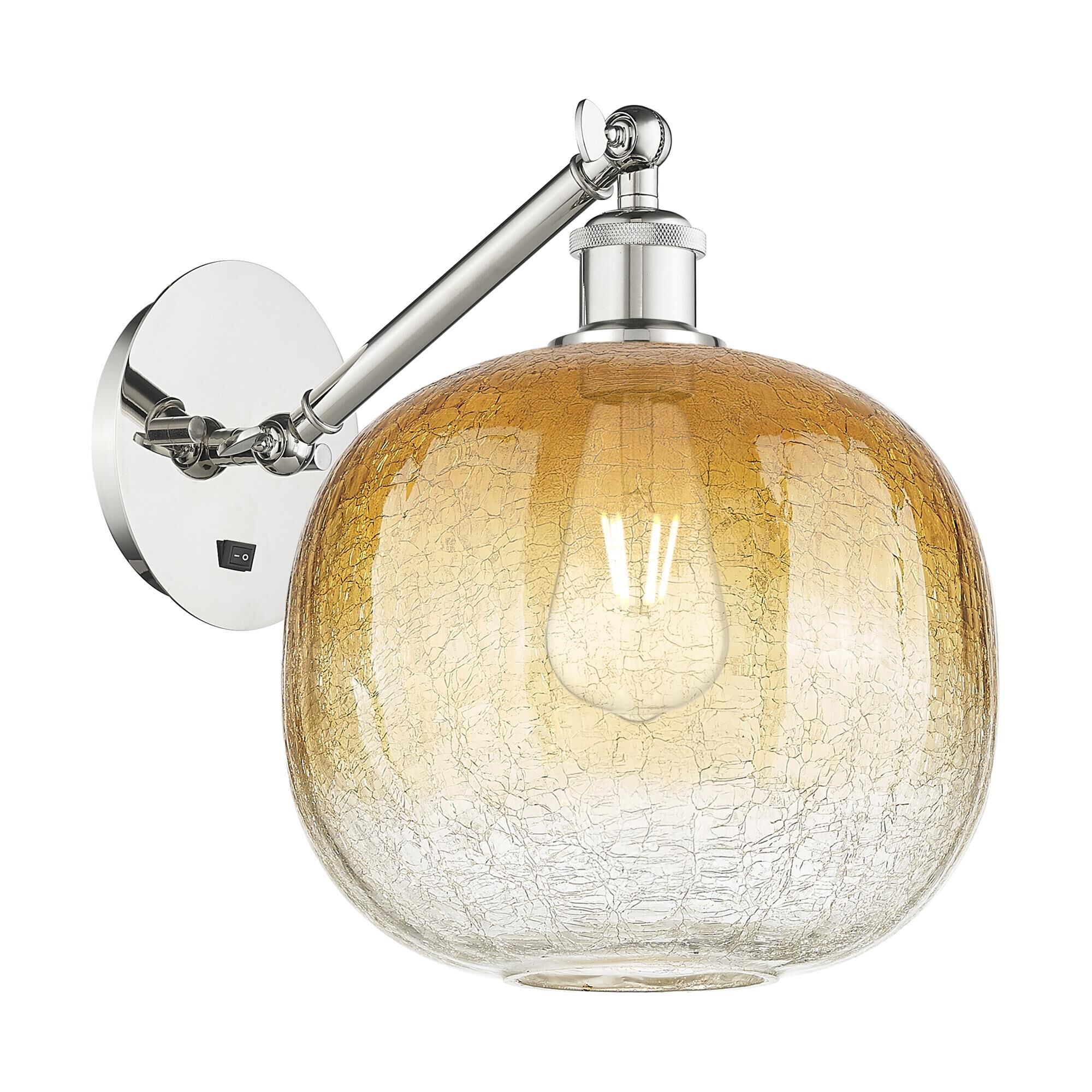 Shown in Polished Nickel finish and Amber glass