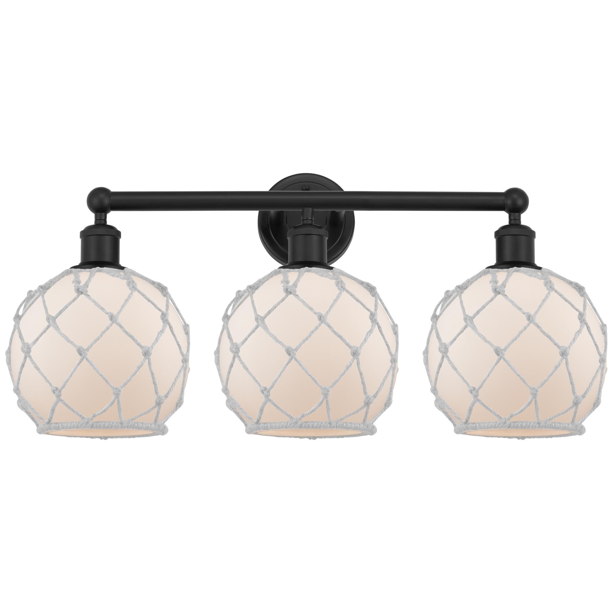 Shown in Matte Black finish and White with White Rope glass