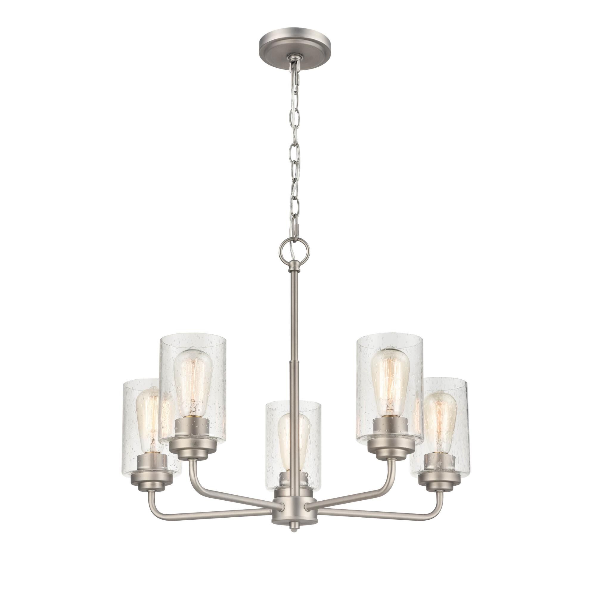 Shown in Satin Nickel finish and Clear Seeded glass