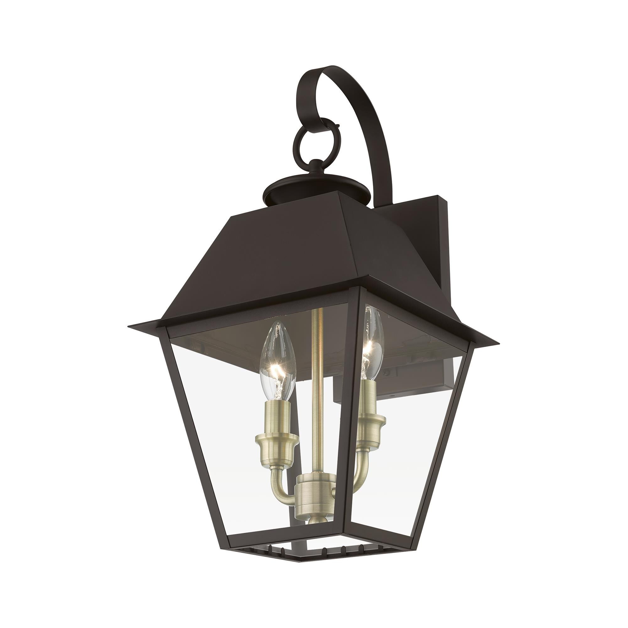 Shown in Bronze with Antique Brass Finish Cluster finish and Clear glass
