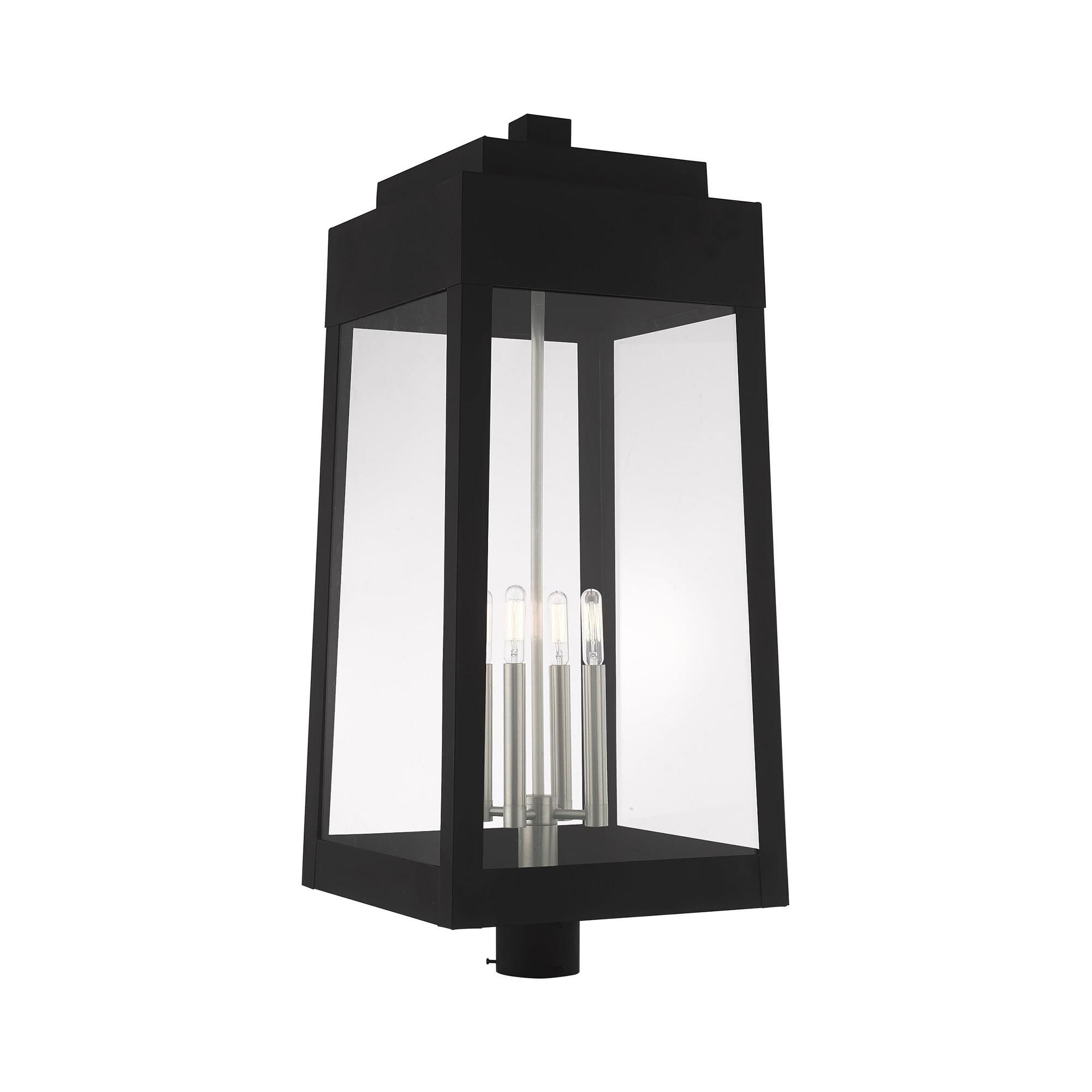 Shown in Black finish and Clear glass