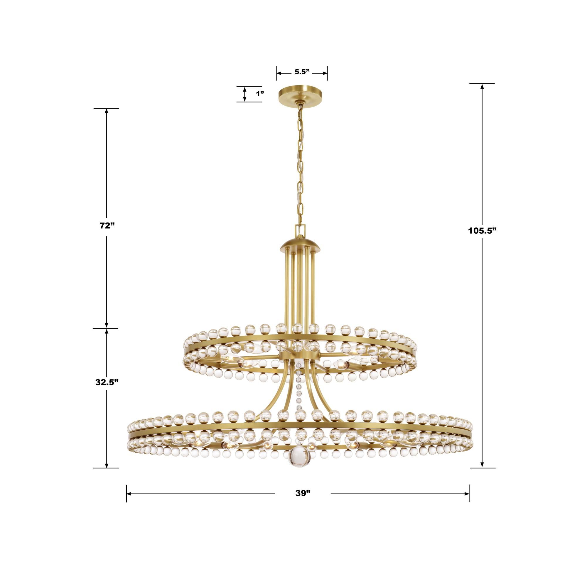 Shown in Aged Brass finish and Glass Ball crystal