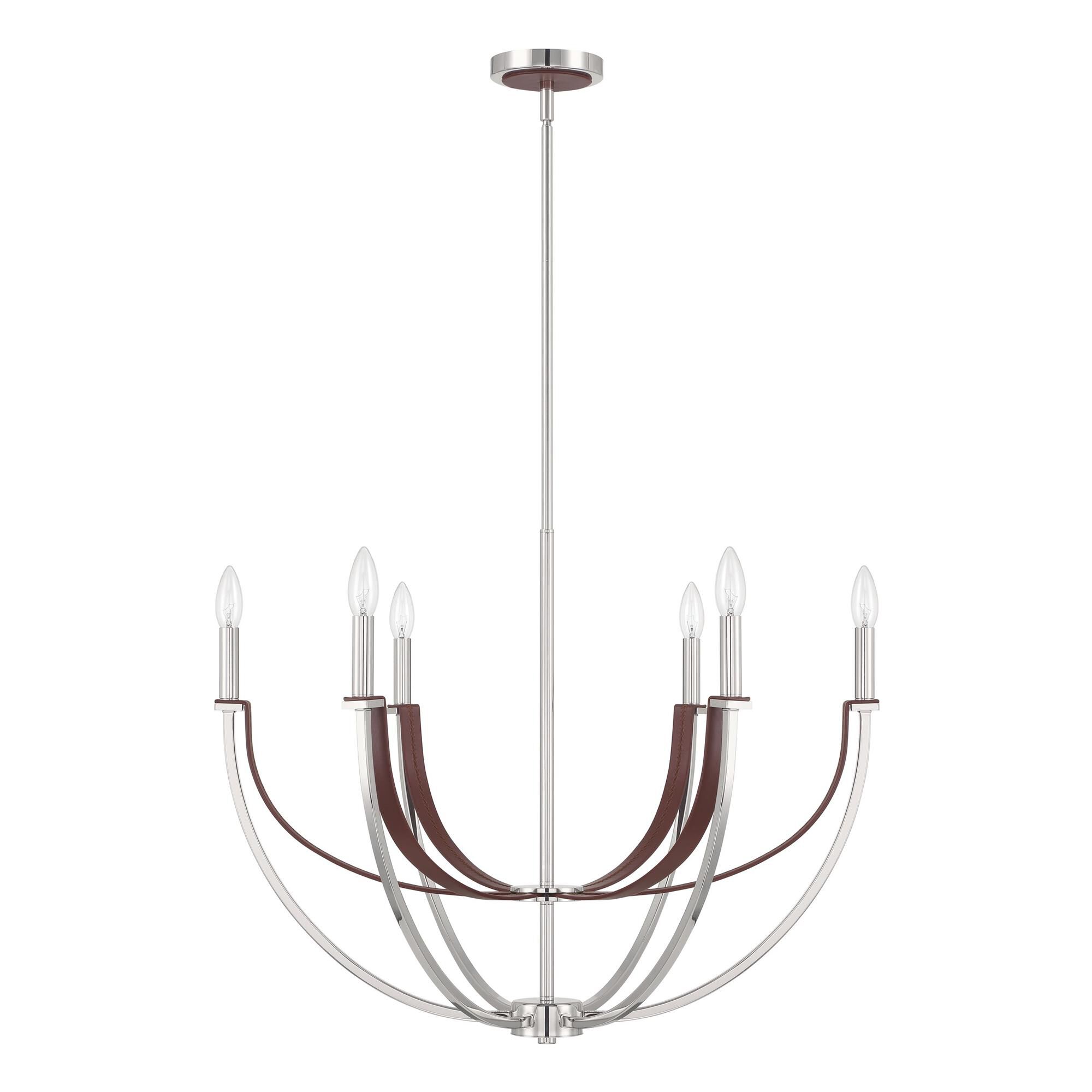 Shown in Polished Nickel and Dark Brown finish