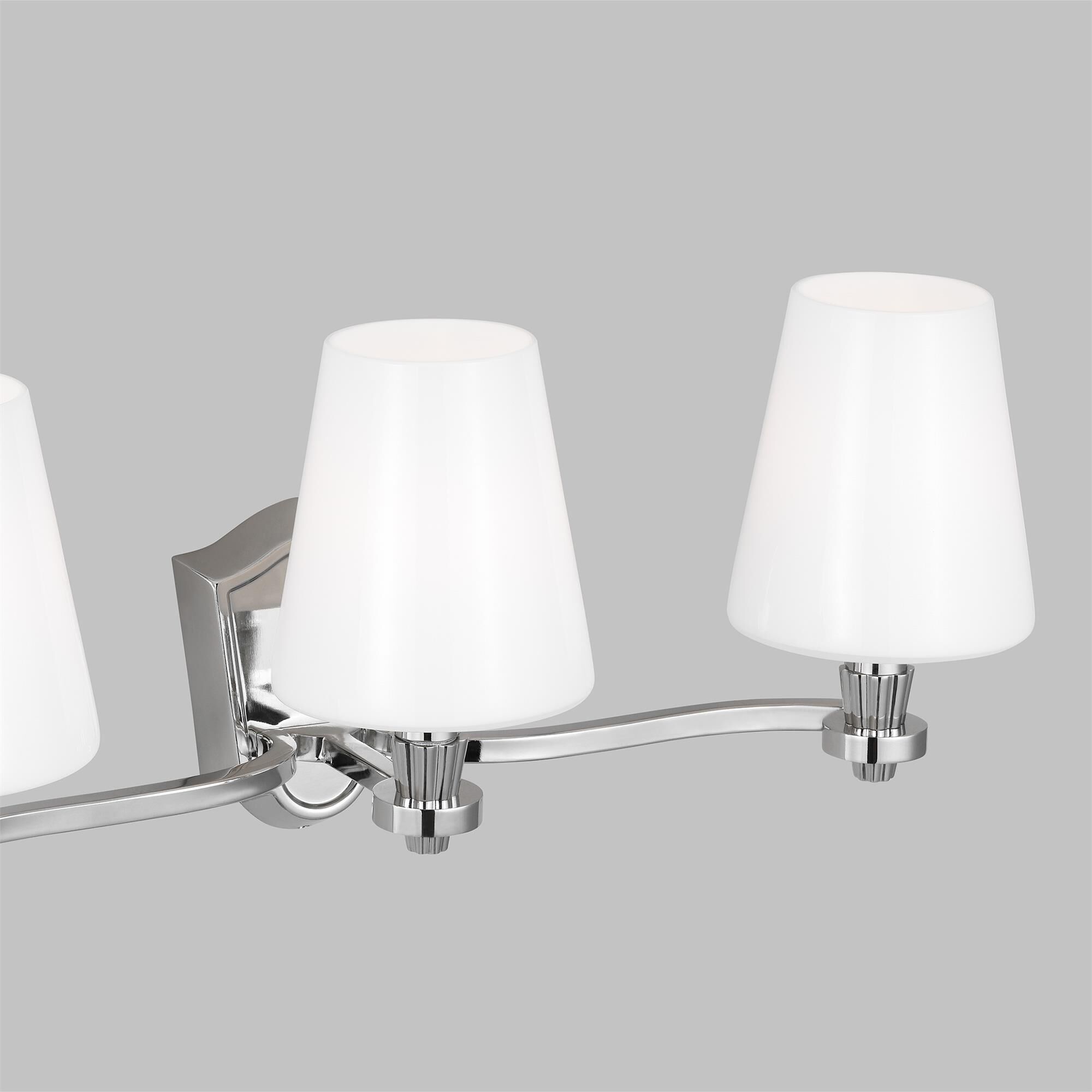 Shown in Polished Nickel finish and Milk White Glass s shade