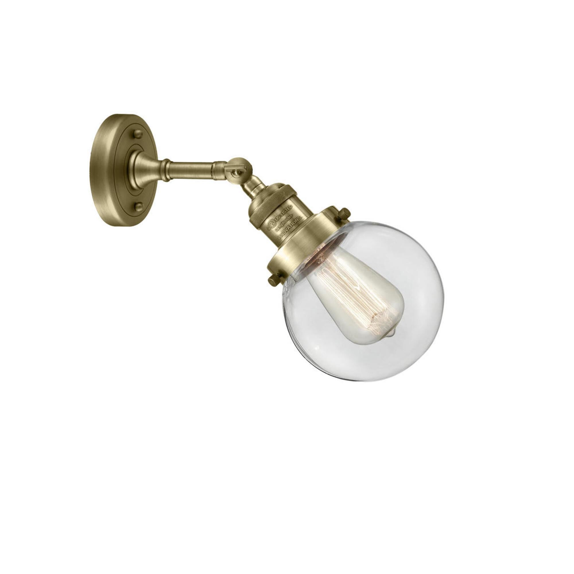 Shown in Antique Brass finish and Clear glass and No Accent accent