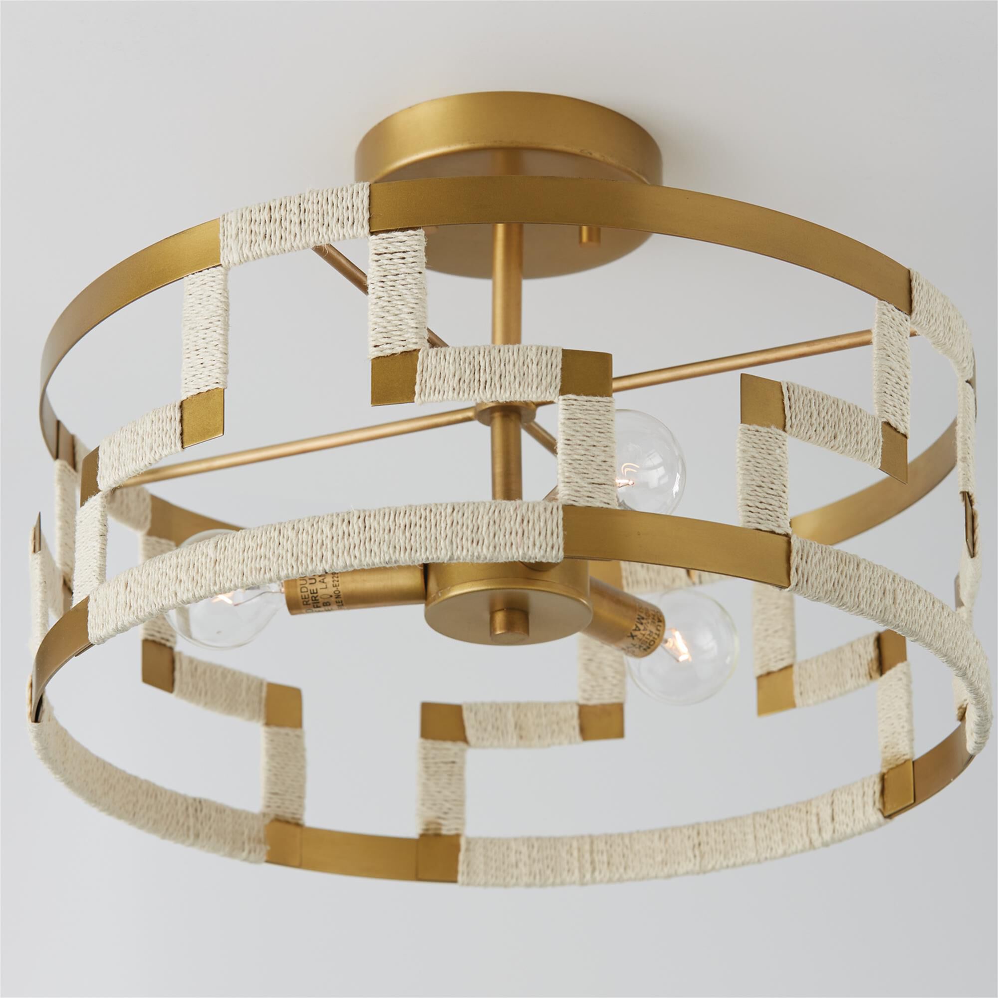 Shown in Bleached Natural Jute And Patinaed Brass finish