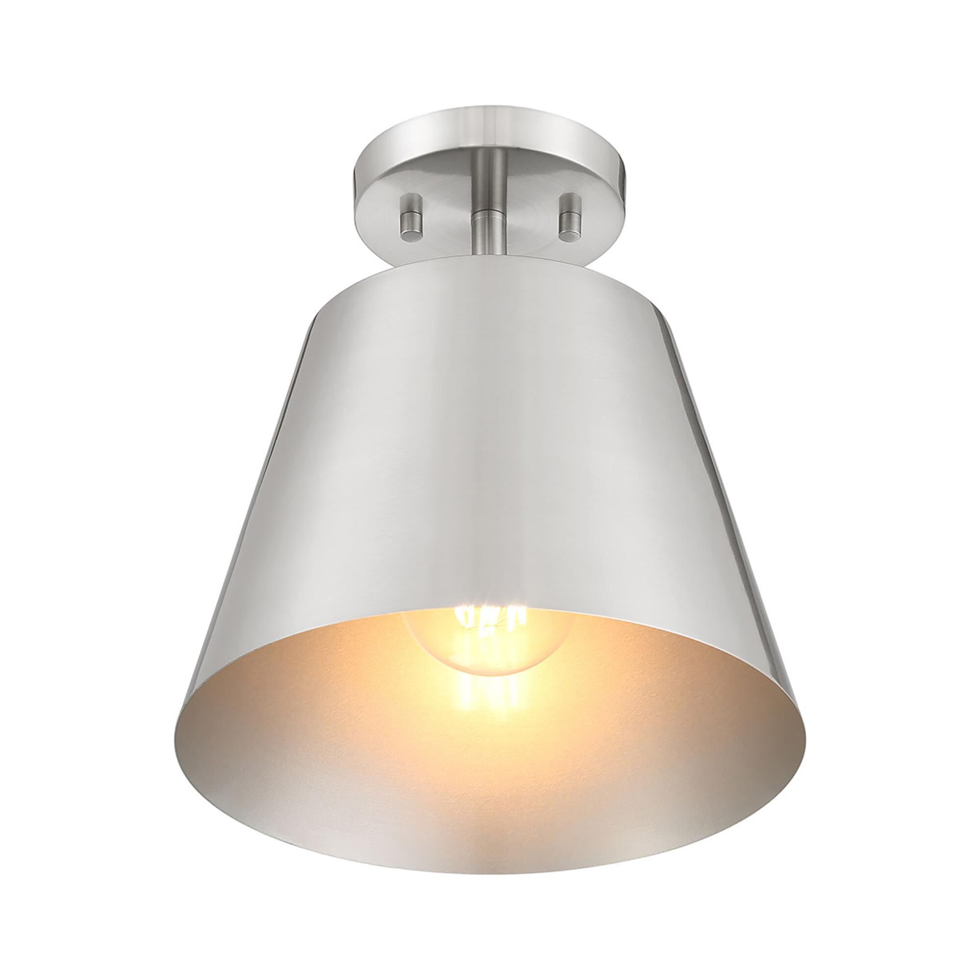 Shown in Brushed Nickel finish and Metal shade