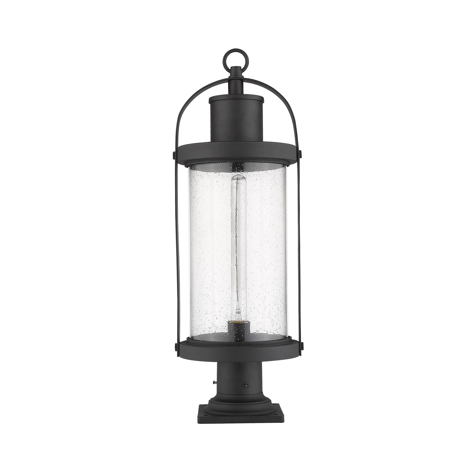 Shown in Black finish and Glass shade