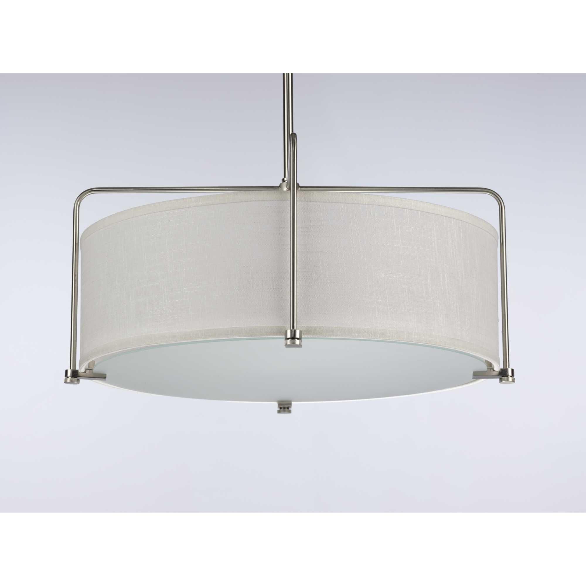Shown in Brushed Nickel finish and Summer Linen Shade glass