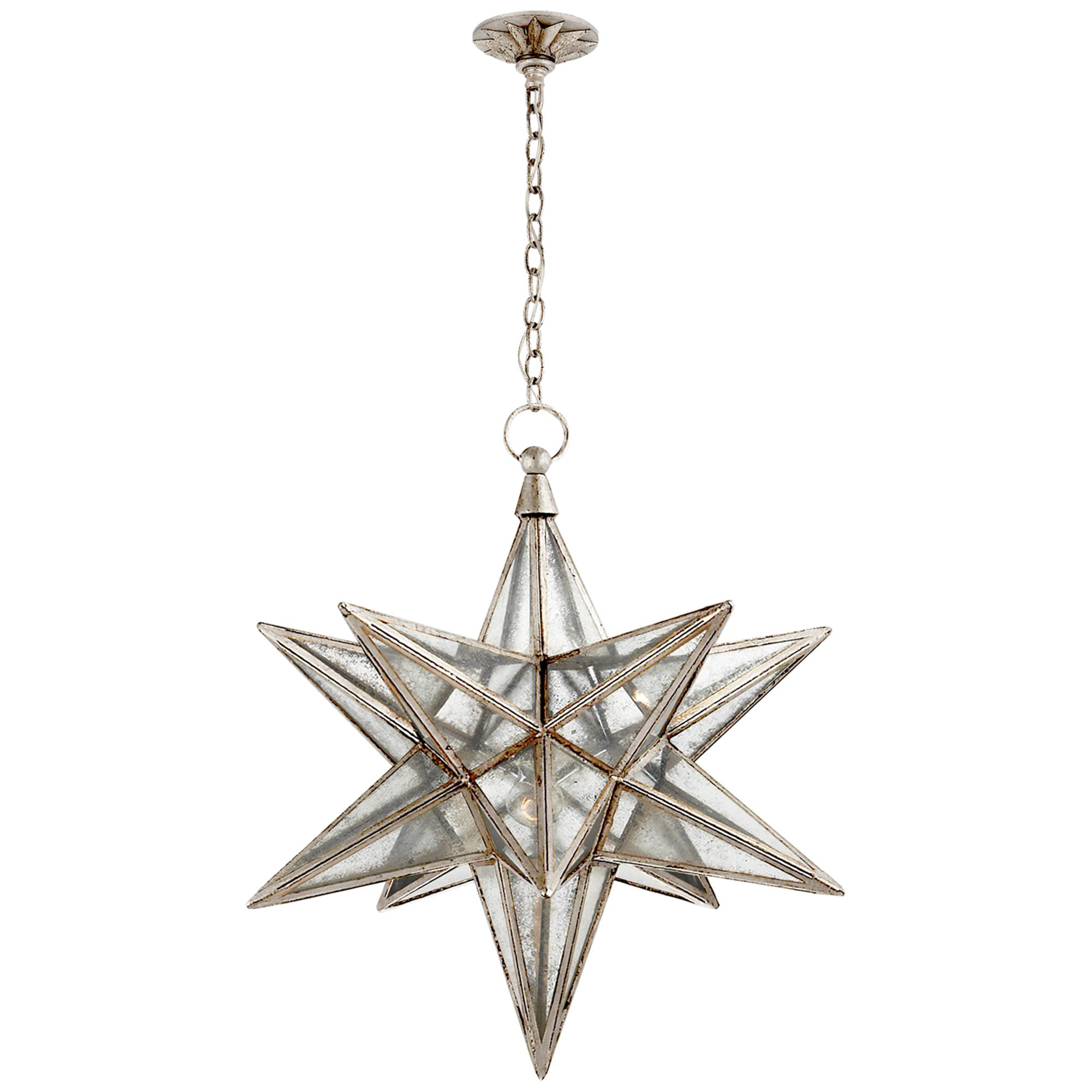 Shown in Burnished Silver Leaf finish and Antique Mirror glass