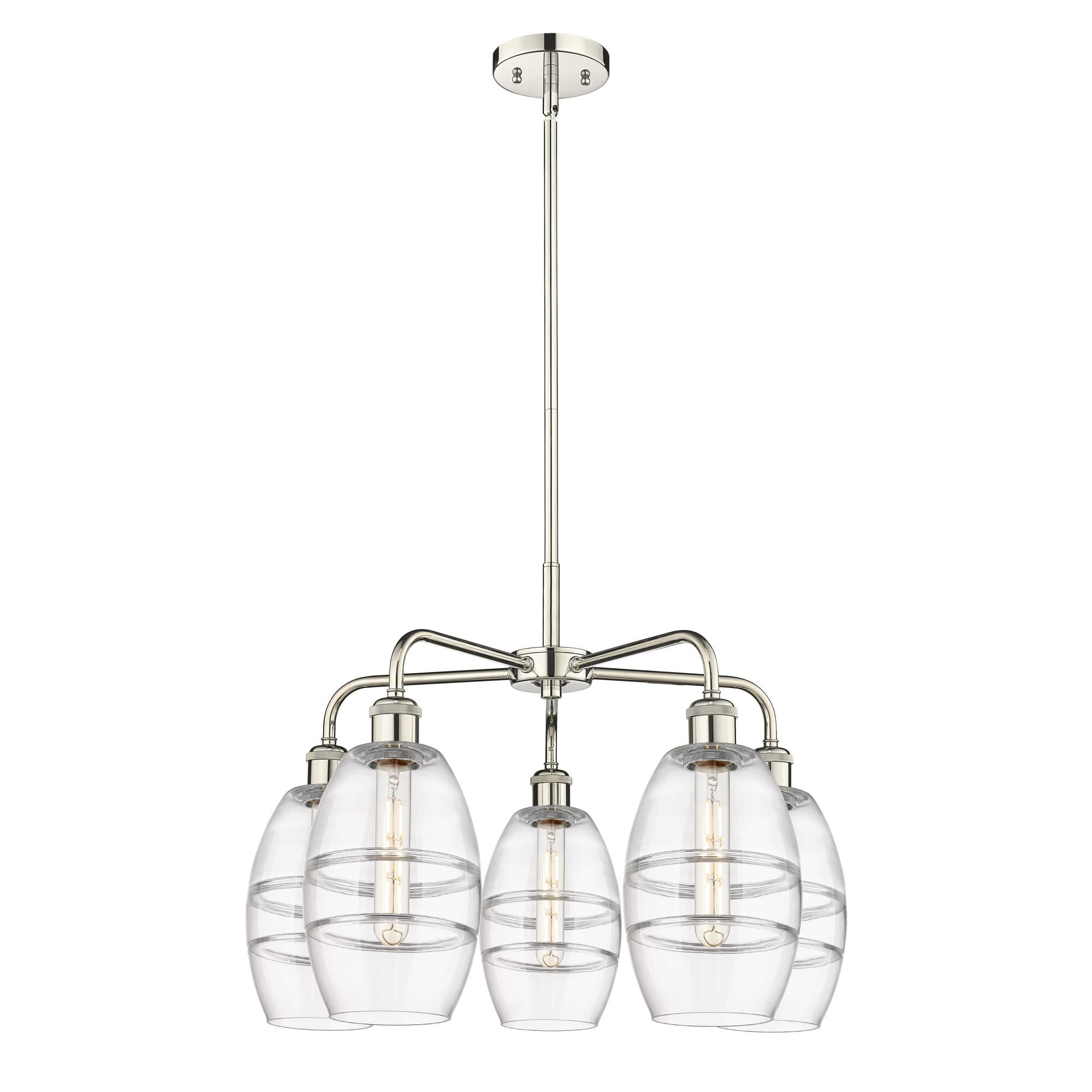 Shown in Polished Nickel finish and Clear glass