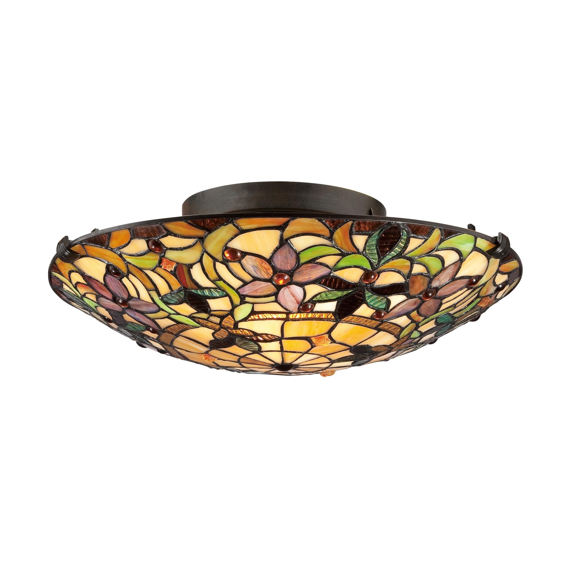 Shown in Vintage Bronze finish and Tiffany glass