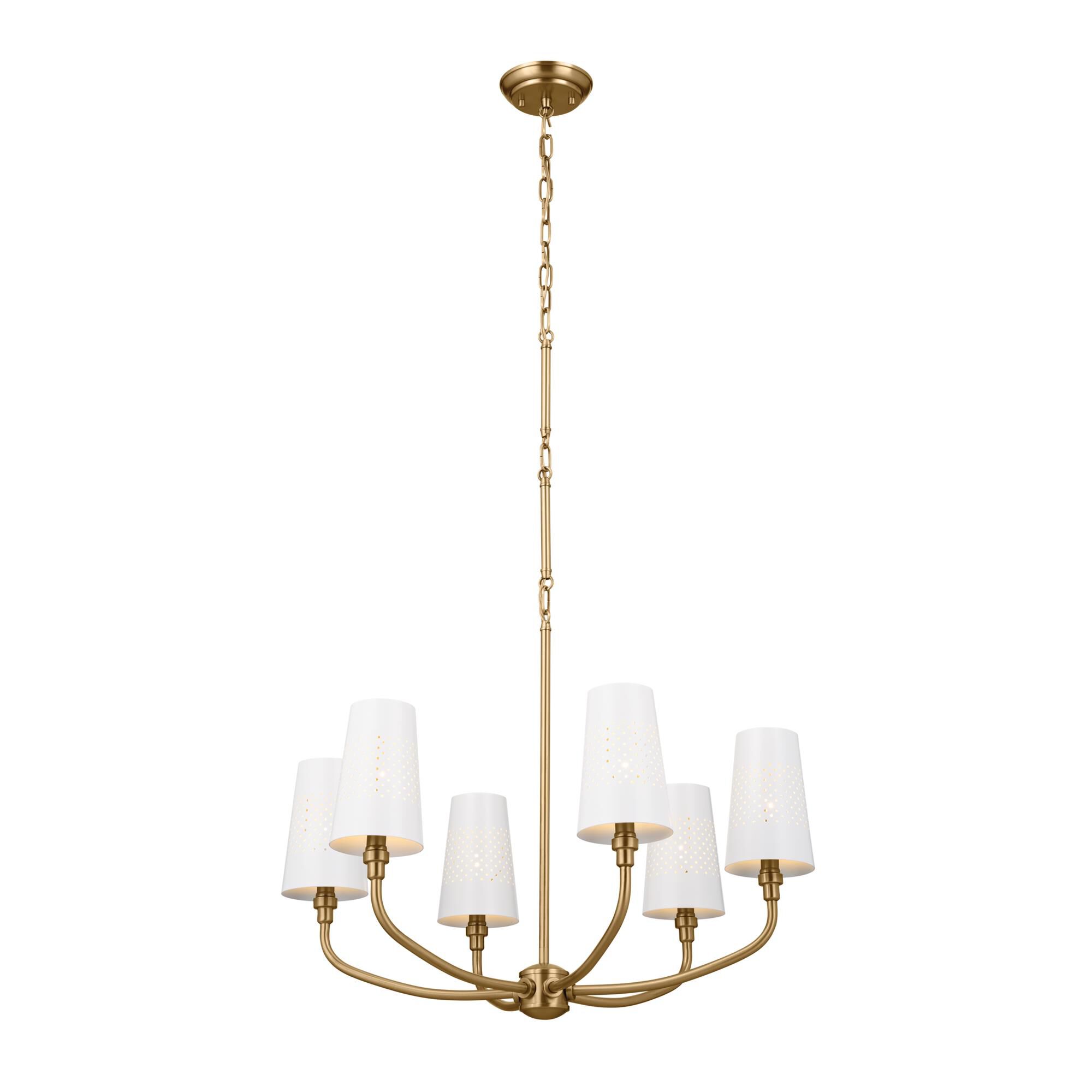 Shown in Brushed Natural Brass finish and Metal and Bell shade