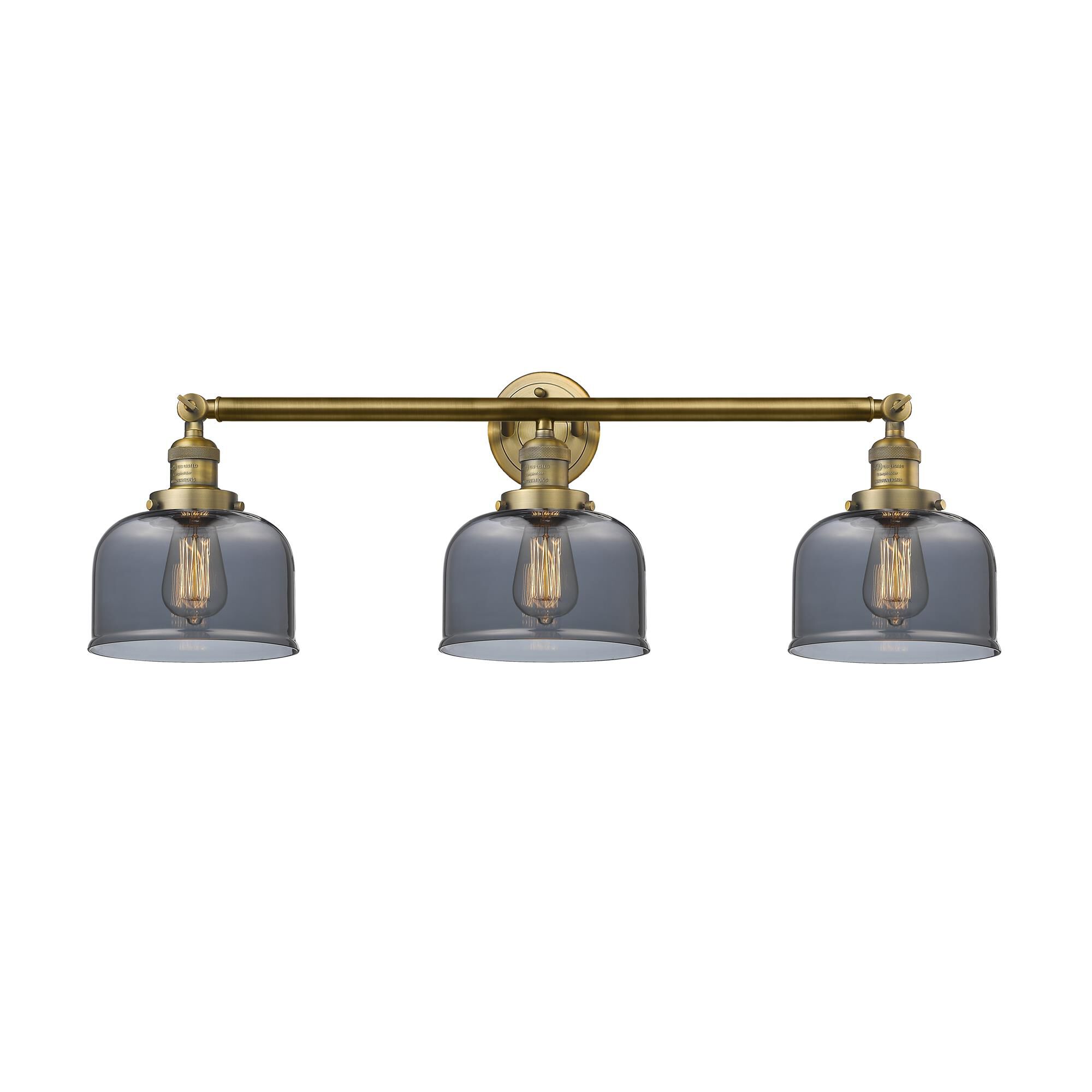 Shown in Brushed Brass finish and Plated Smoked glass