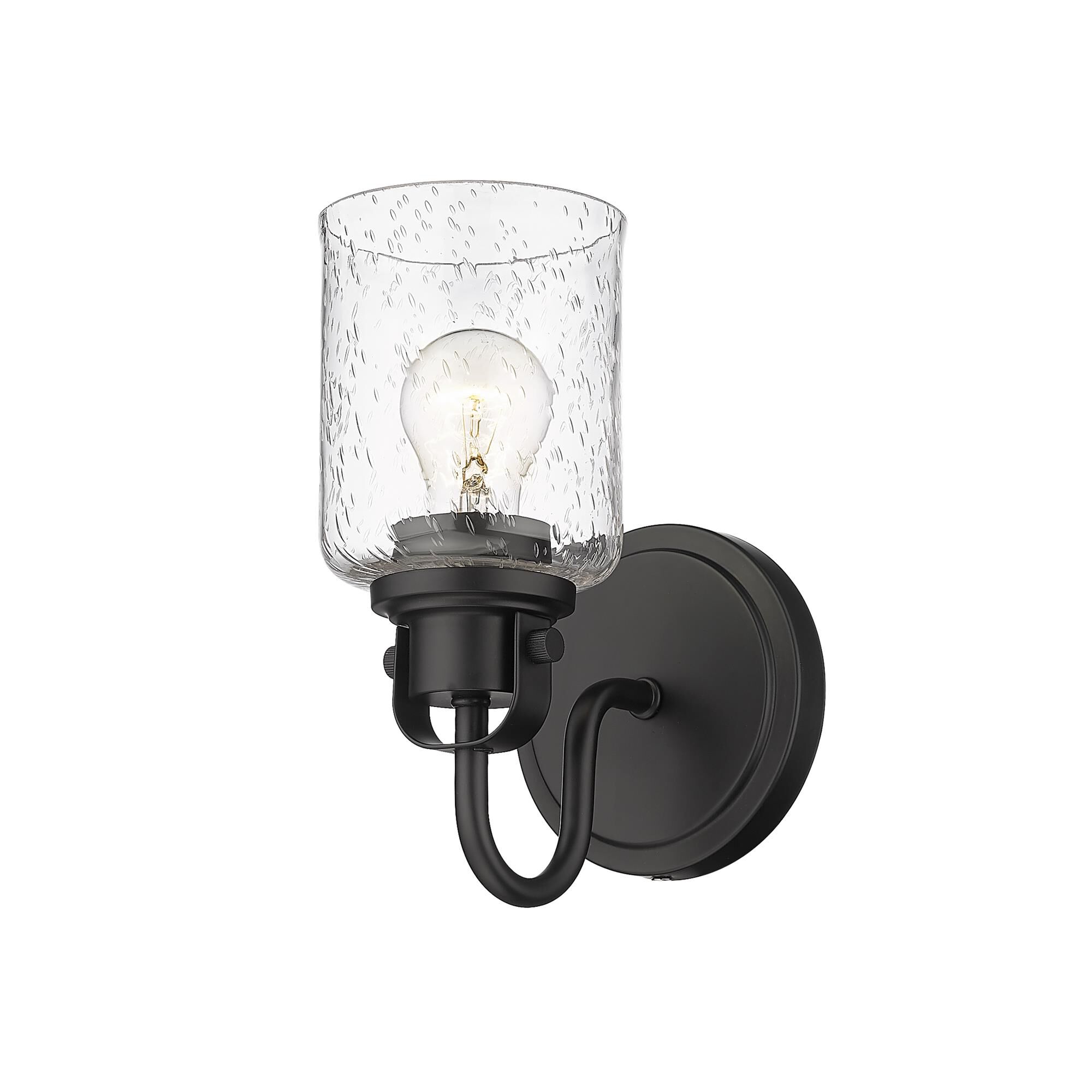 Shown in Matte Black finish and Glass shade