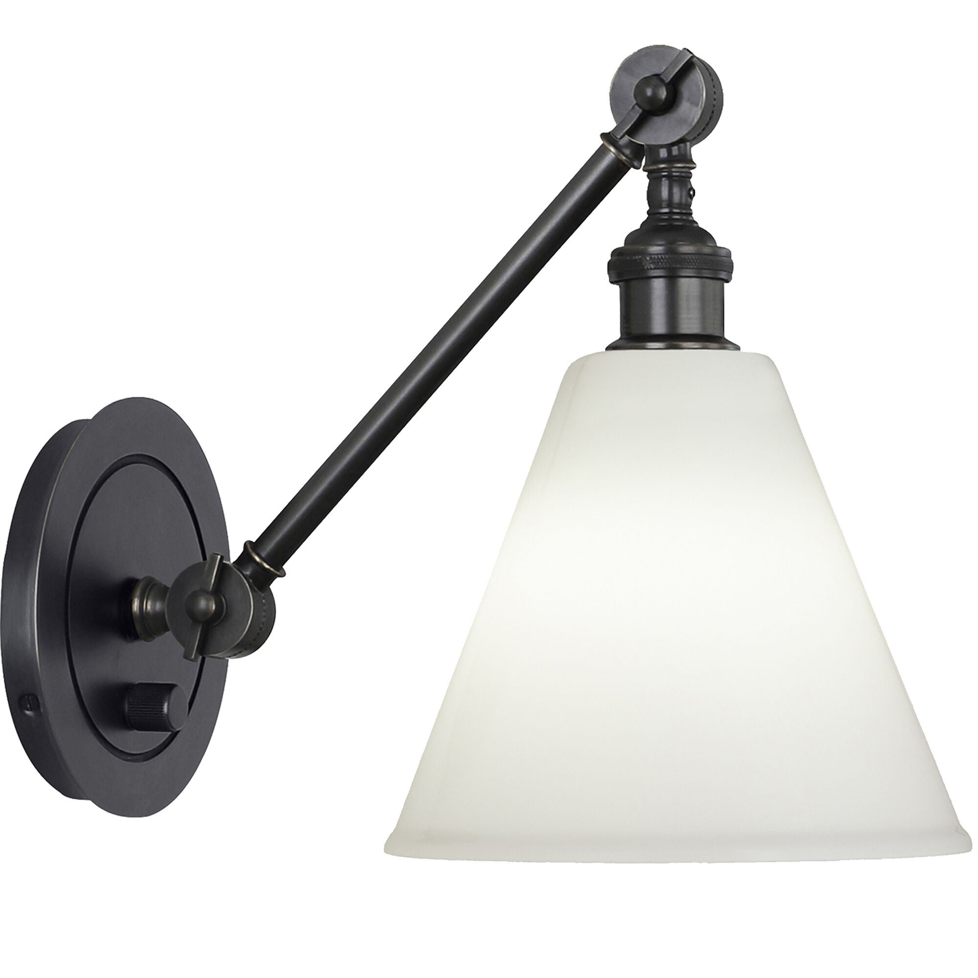 Shown in Deep Patina Bronze finish and Cased White Glass shade