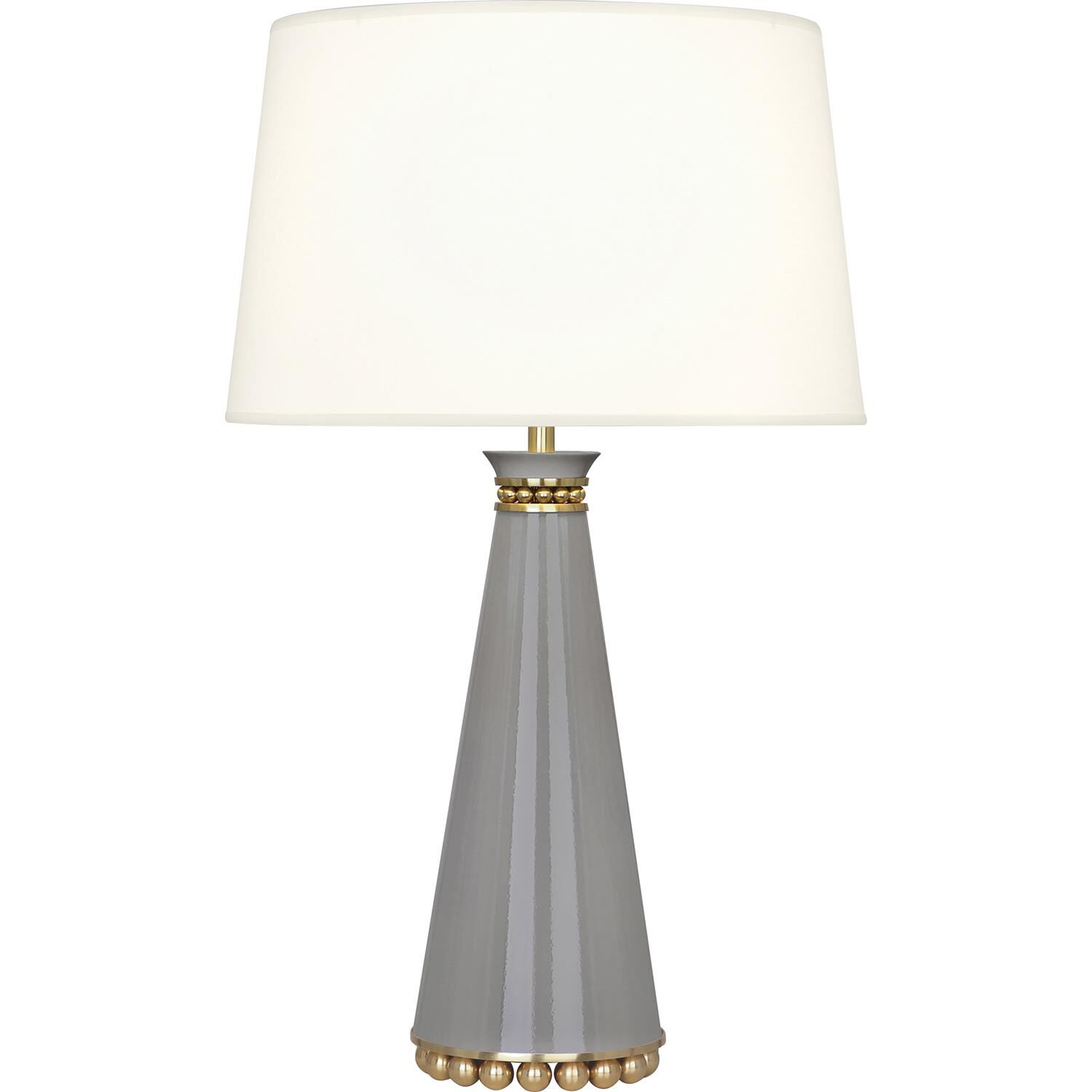 Shown in Smoky Taupe Lacquered Paint And Modern Brass Accents finish and Fondine Fabric shade