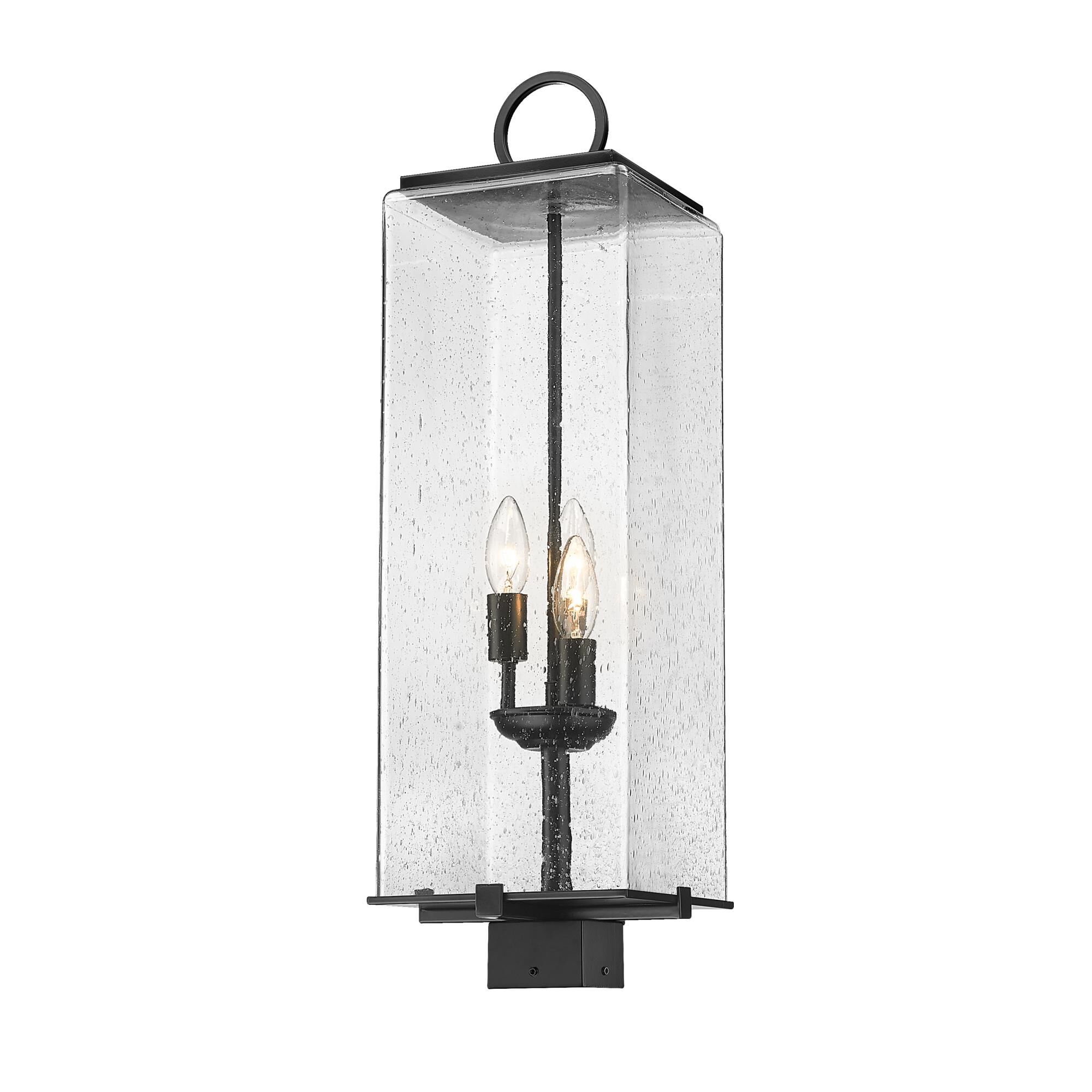Shown in Black finish and Glass shade