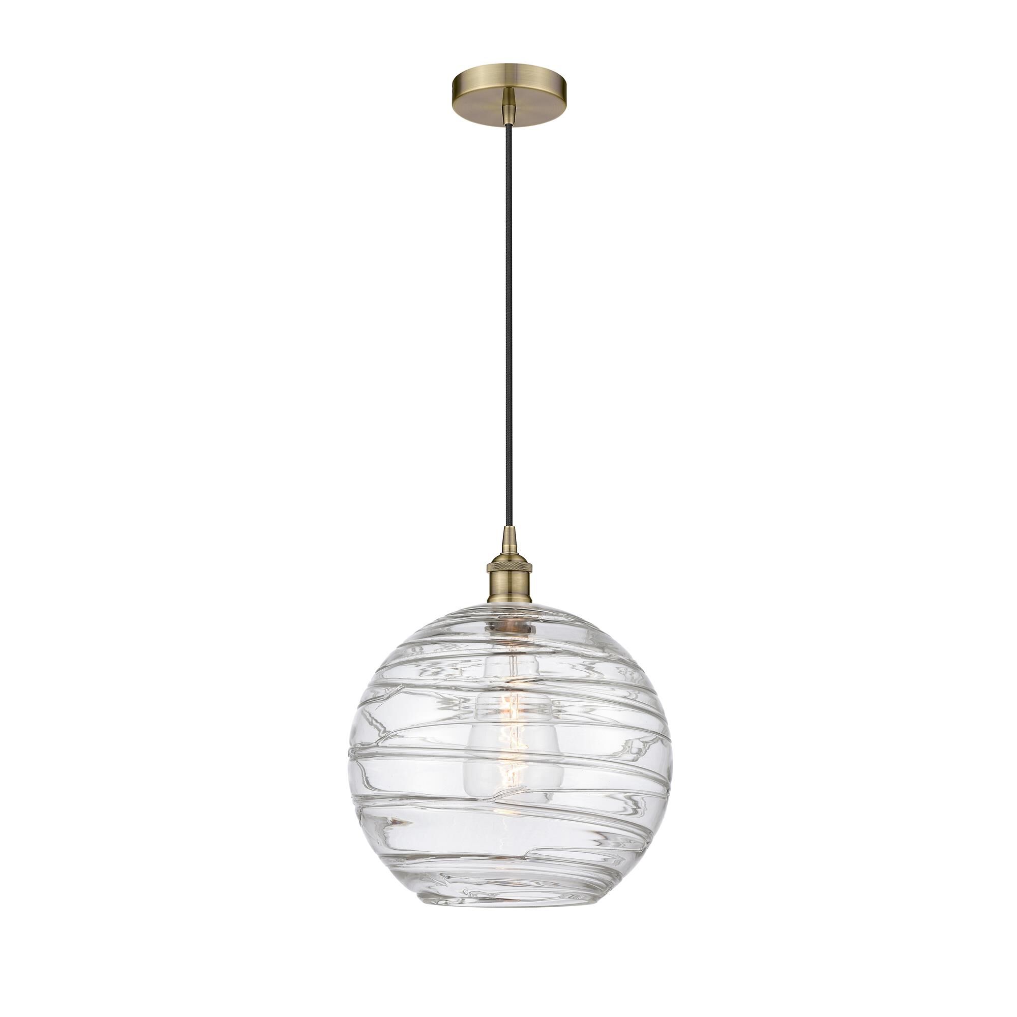 Shown in Antique Brass finish and Clear Athens Deco Swirl 8