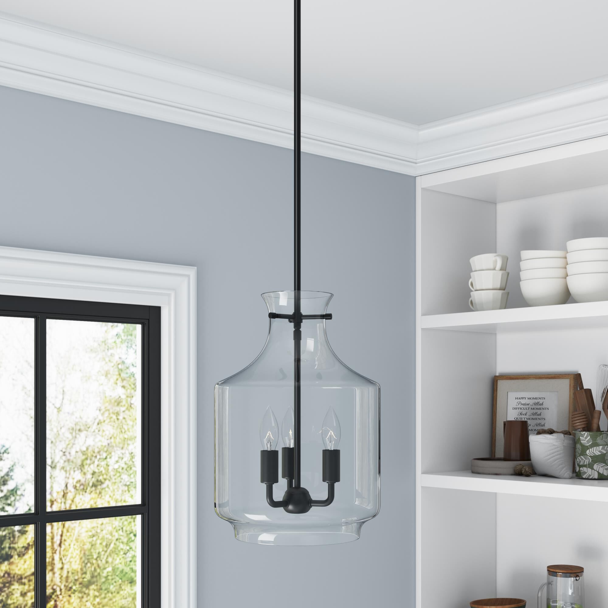 Shown in Matte Black finish and Clear glass