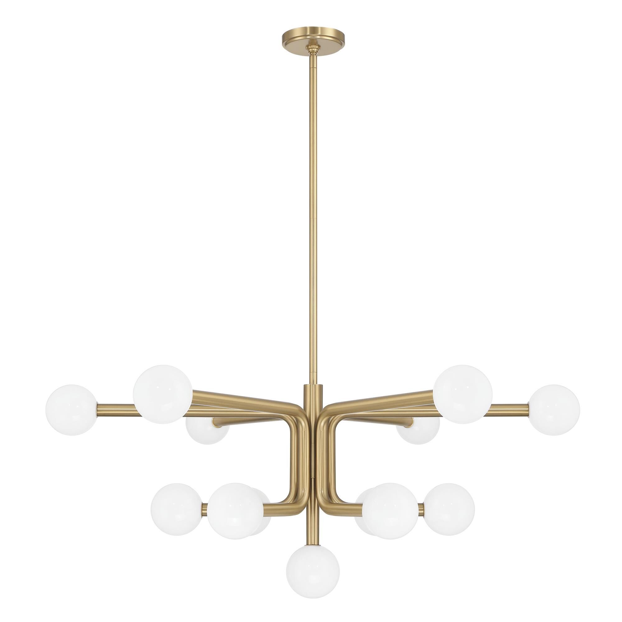 Shown in Champagne Gold finish and Opal glass
