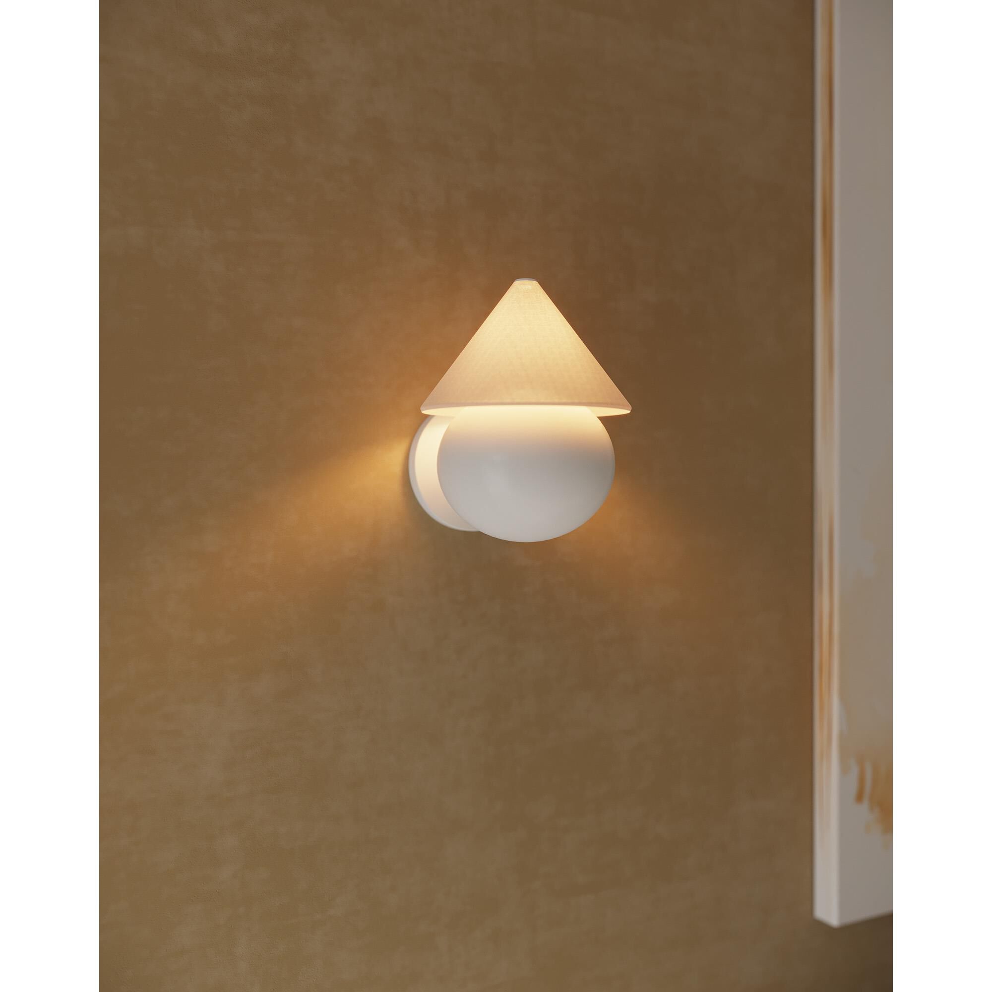 Shown in Antique White finish and White Linen shade