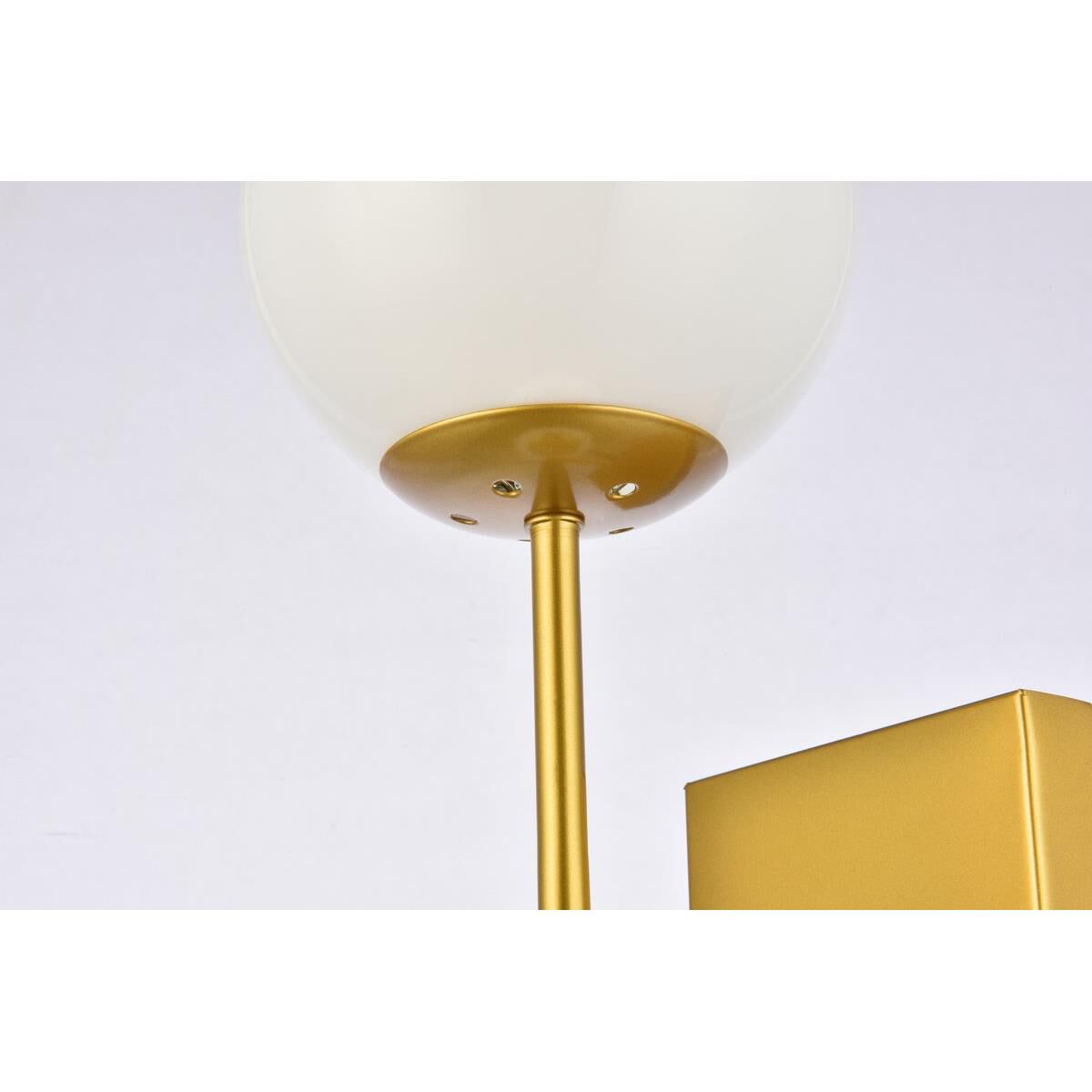 Shown in Brass finish and White glass