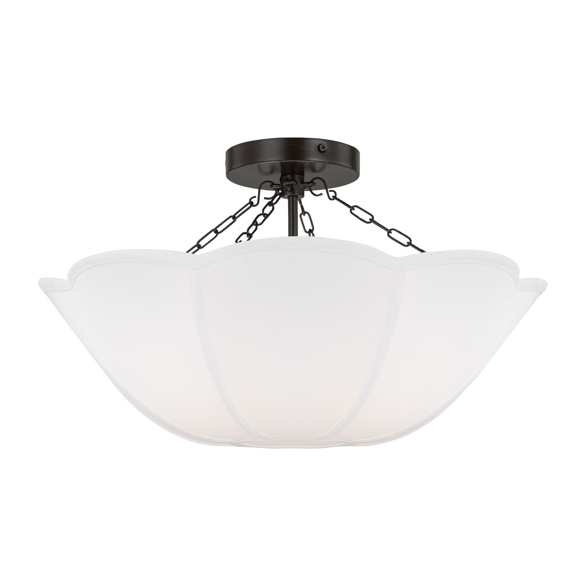 Shown in Aged Iron finish and White Linen shade